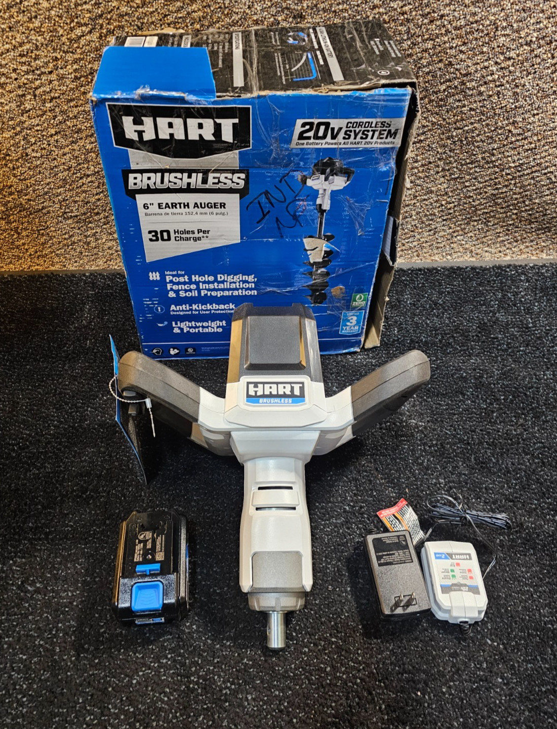 HART HGAUG011VNM Brushless 6" Earth Auger 20V System For Post Hole Digging