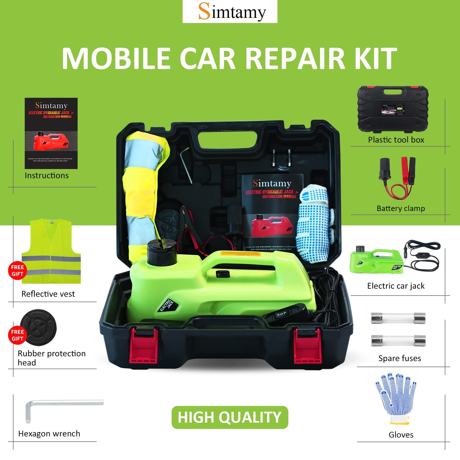 Gato Hidraulico Electrico 12V 5 Toneladas Elevador Hidráulico Para Carro Autos