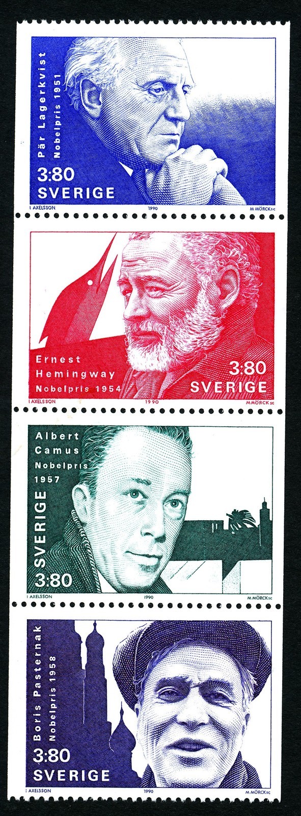 Sweden 1990 Booklet pane Nobel Prize winners; Literature Hemingway Camus  MNH
