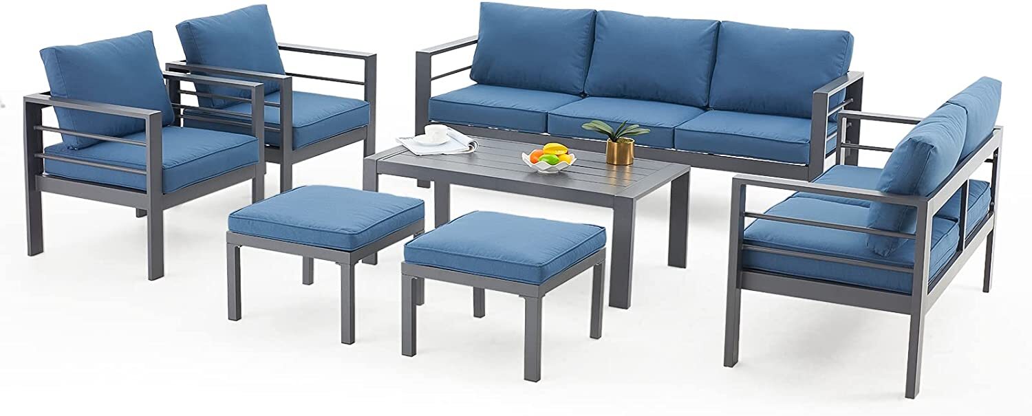 AECOJOY Aluminum Outdoor Furniture Sets Garden Conversation Set Sectional Sofa
