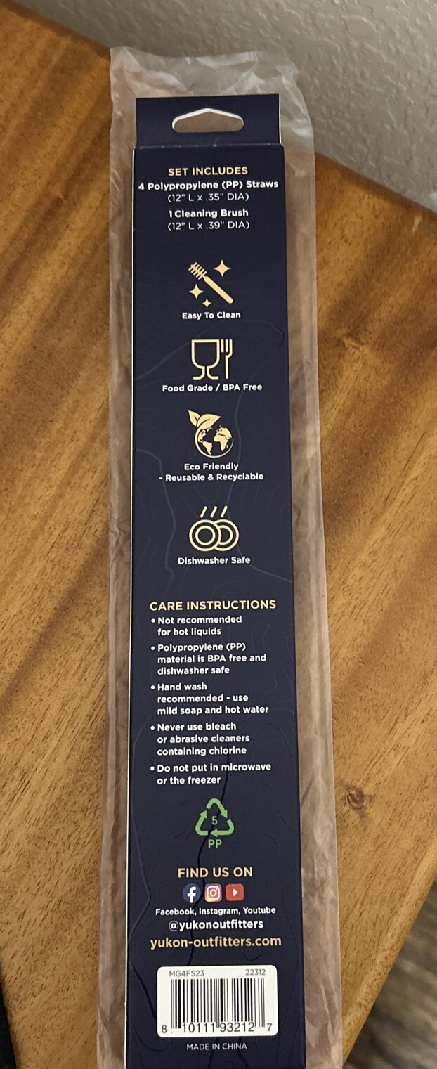 Yukon Outfitters Fit Forty Reusable 12” Straws W/Brush