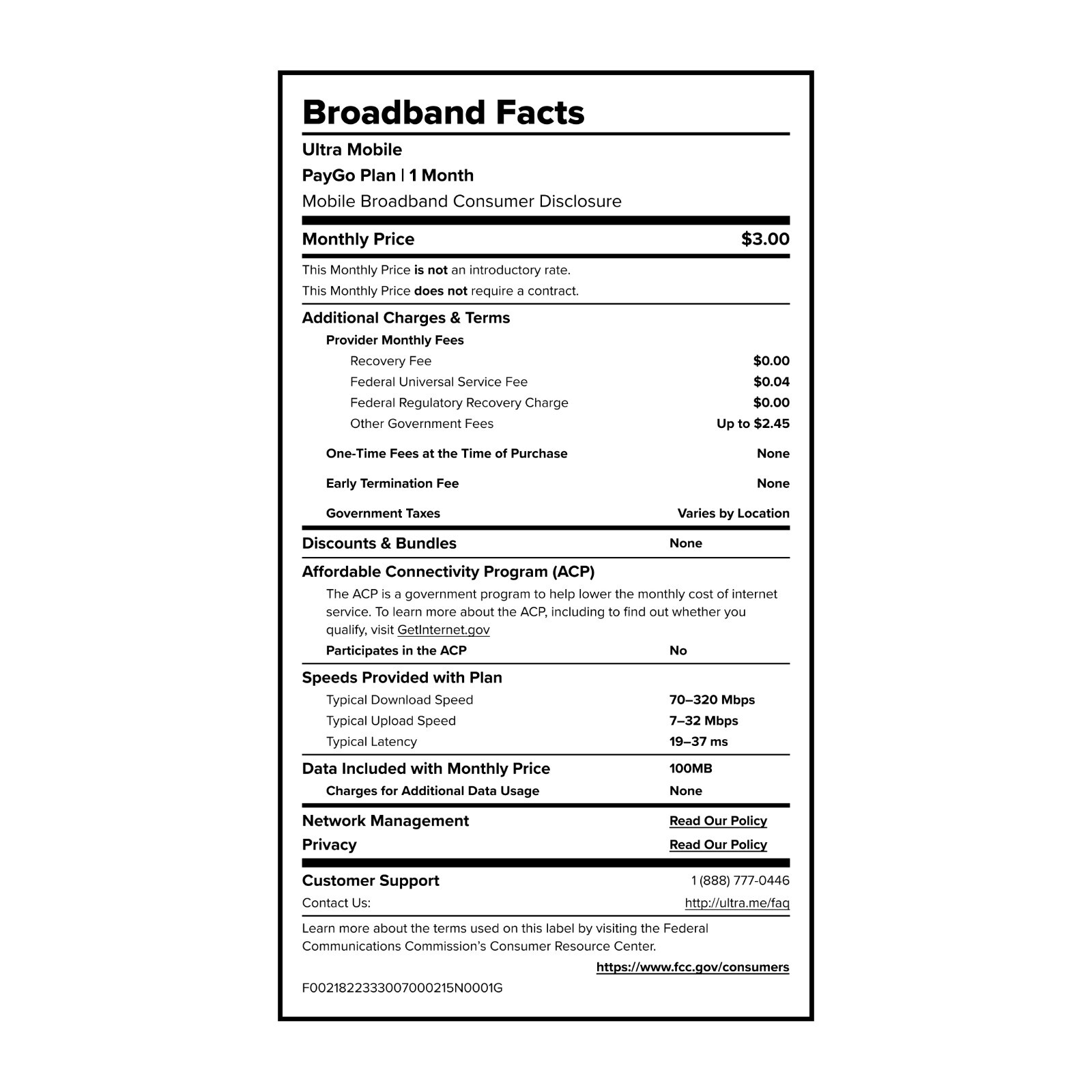 Ultra Mobile PayGo | $3/mo. Pay As You Go Plan + SIM Card with Talk, Text & Data