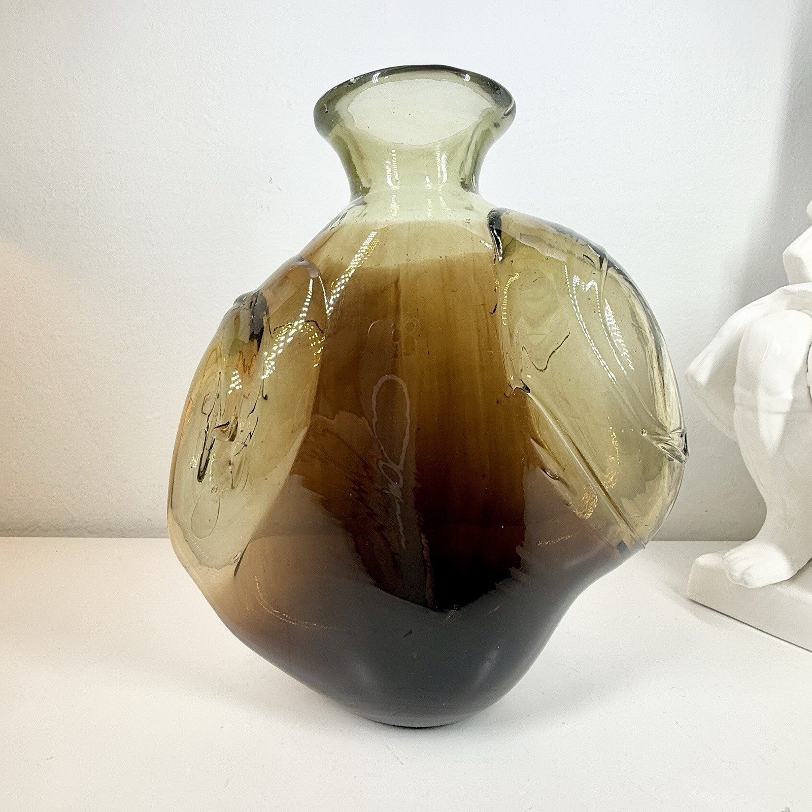 KENT IPSEN Glass VASE Brutalist MCM 1969 Abstract Sculpture Eames Era