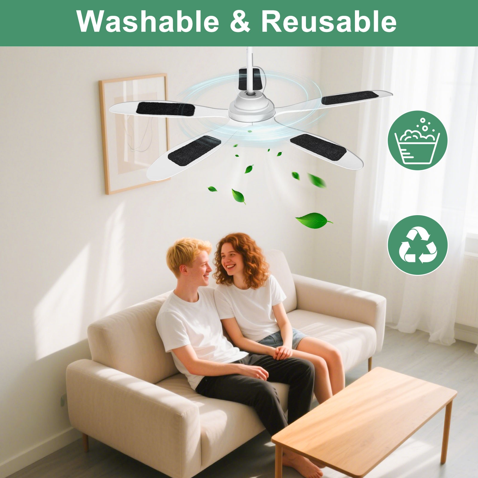 12x Ceiling Fan Air Purifier Pad Activated Carbon Filter Trap Dust Odor Allergen