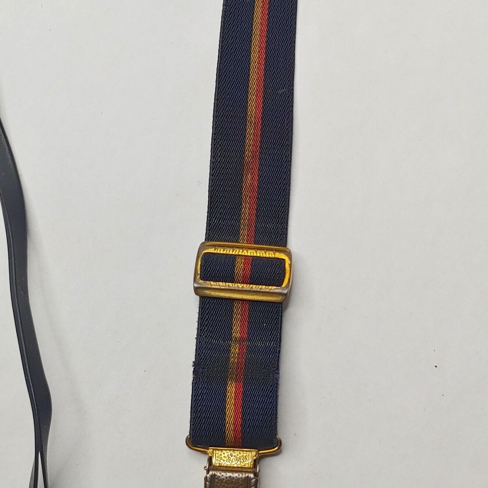 Vintage Boys Pant Suspenders Black Gold Stripe Stretch Adjustable Belt READ