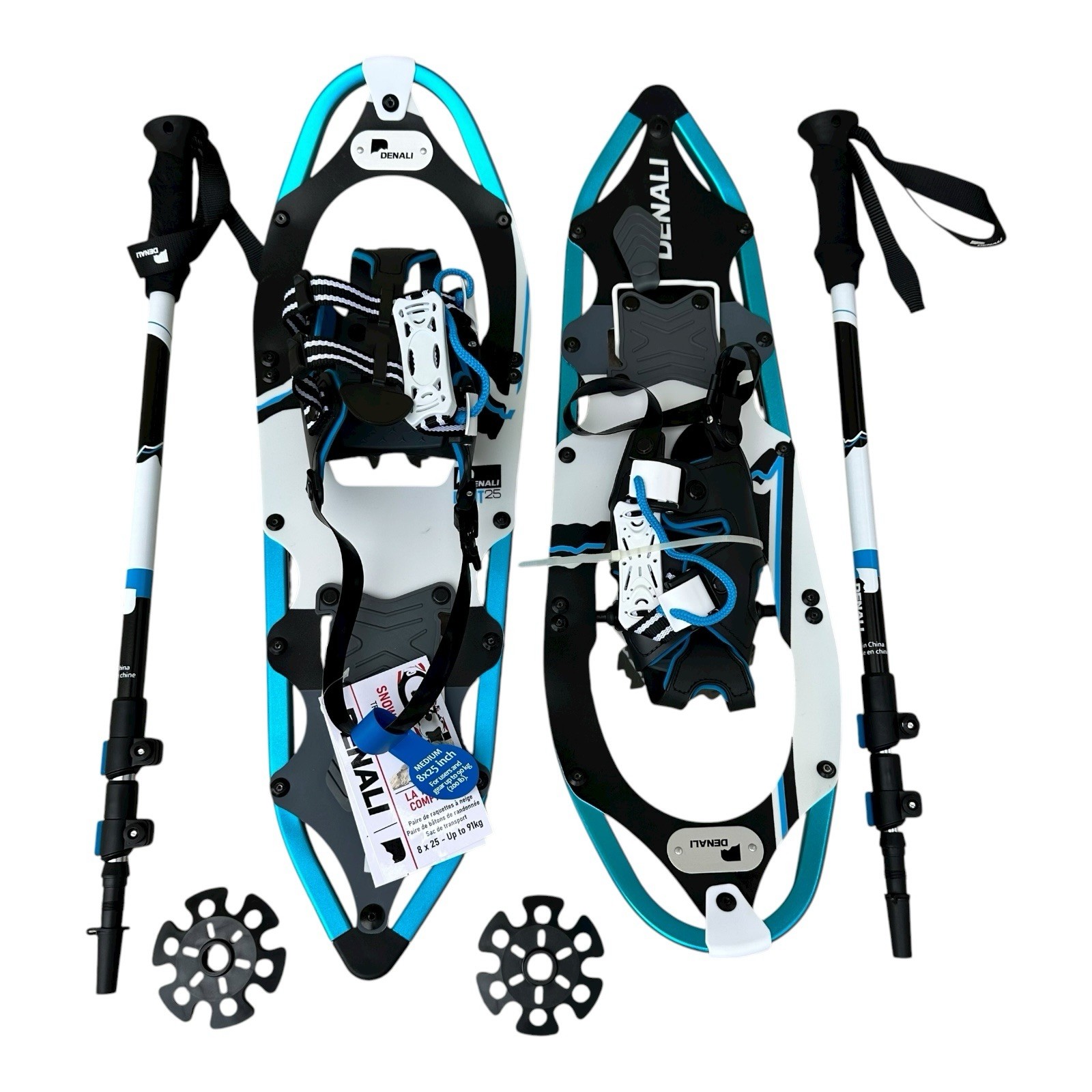 Denali Pro Snowshoes 8x25 Winter Hiking Kit w/ Poles & Carry Bag – 200 lb Rated