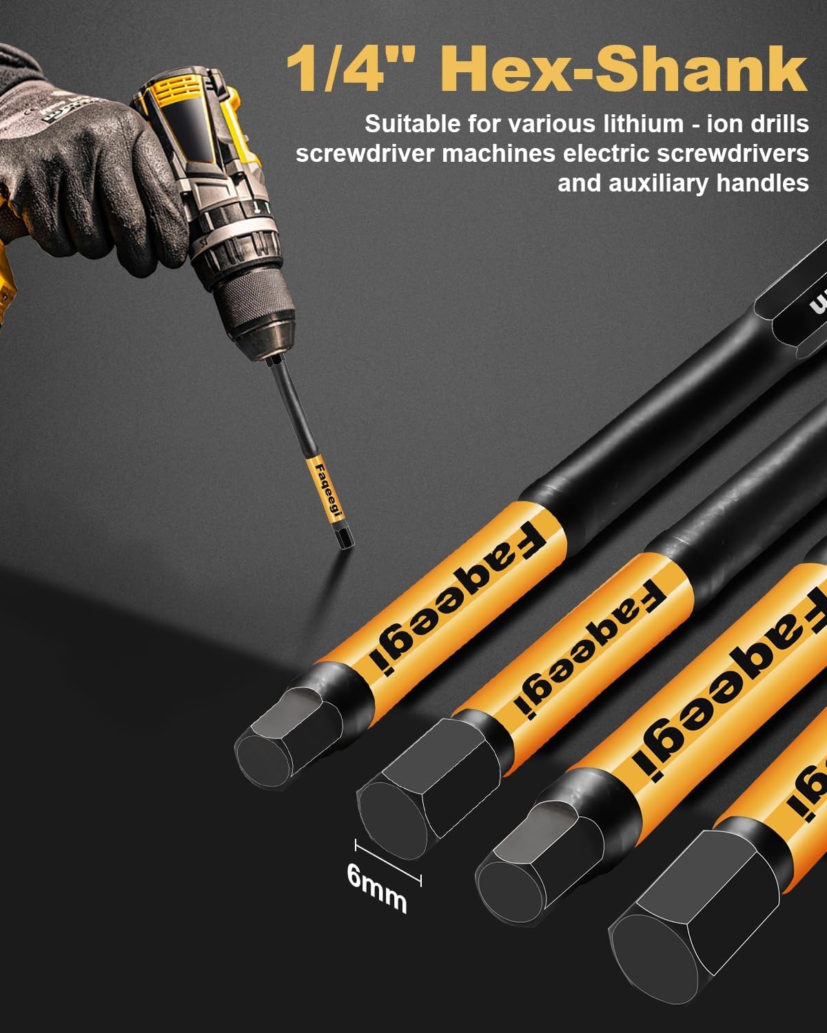 4-Inch Long Hex Bit Set 20PCS (Metric & SAE) Impact Allen Wrench/Key Drill Bit
