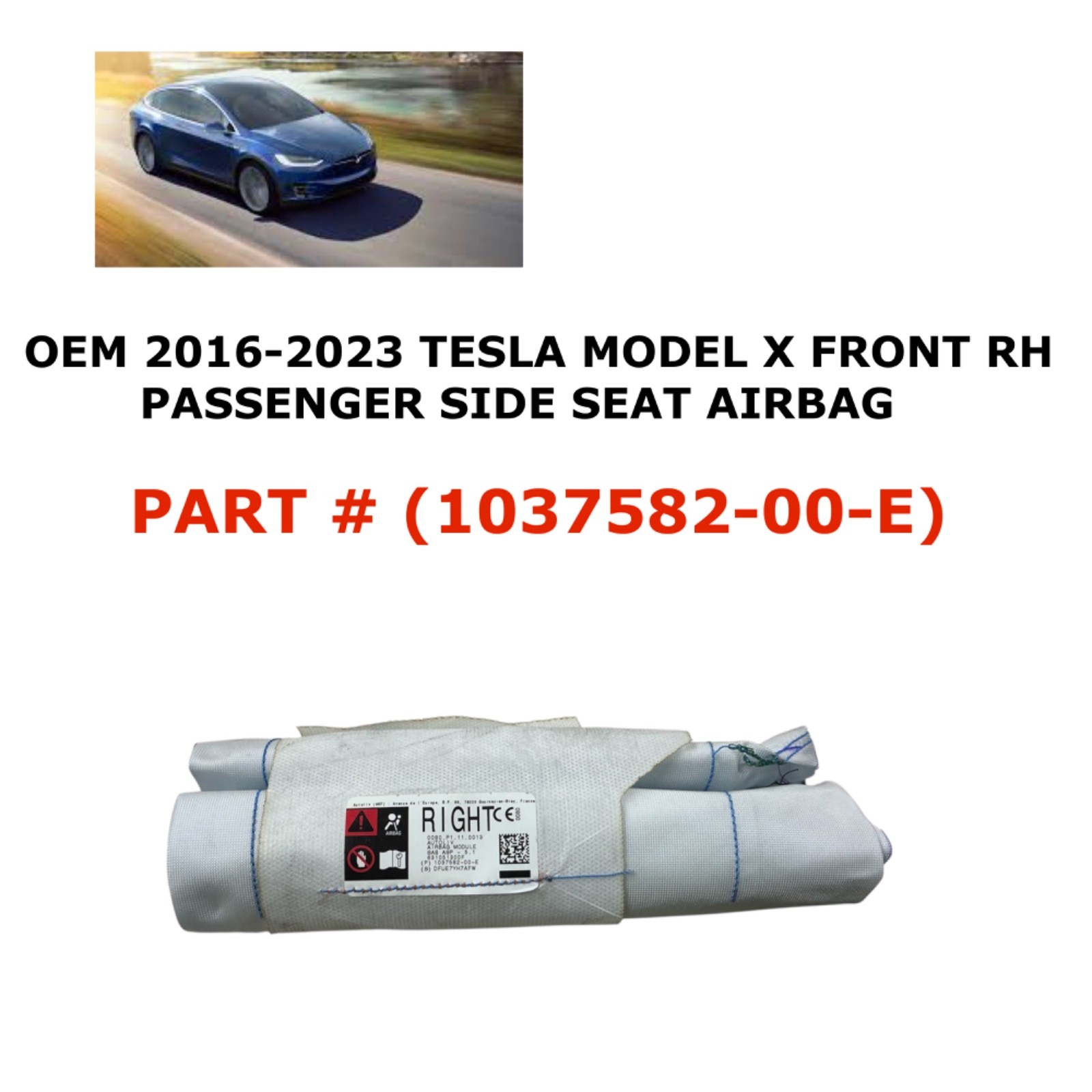 2016-2023 Tesla Model X front right side seat airbag 1037582-00-E