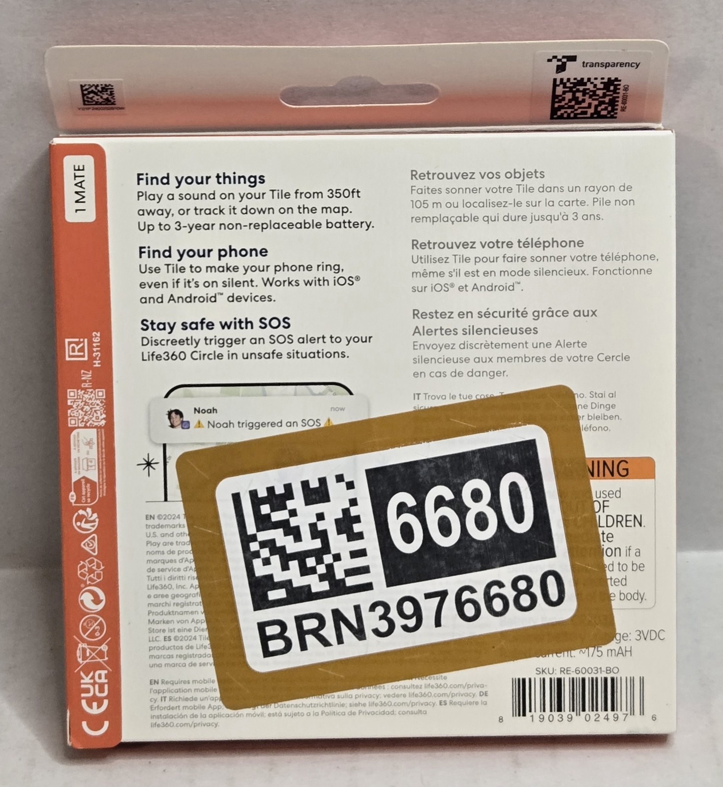Tile Mate by Life360 Bluetooth Key Finder Navy Blaze (1-Pack) New/Sealed
