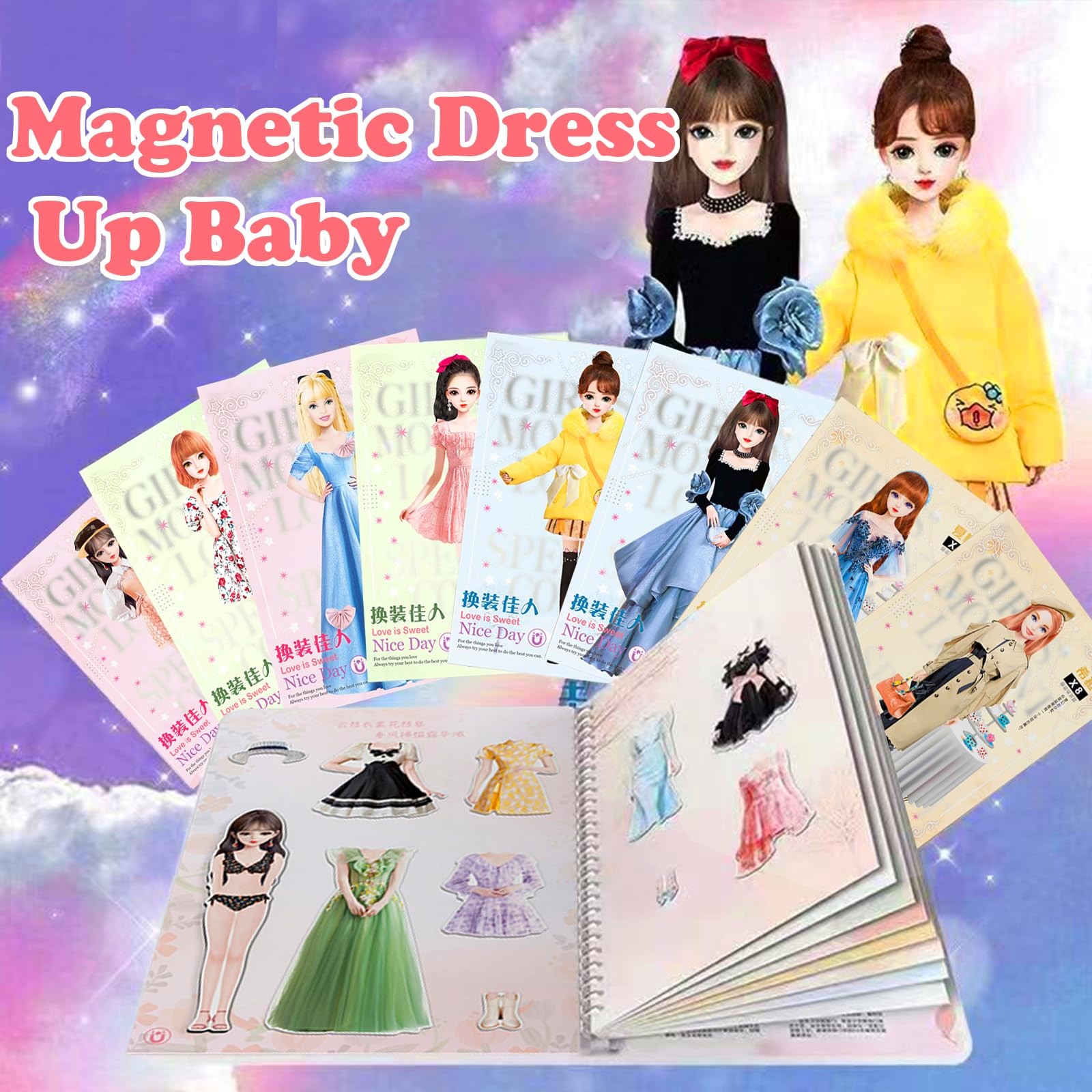 Magnetic Princess Dress Up Paper Doll Pretend Play Toys Magnet People Clothes...