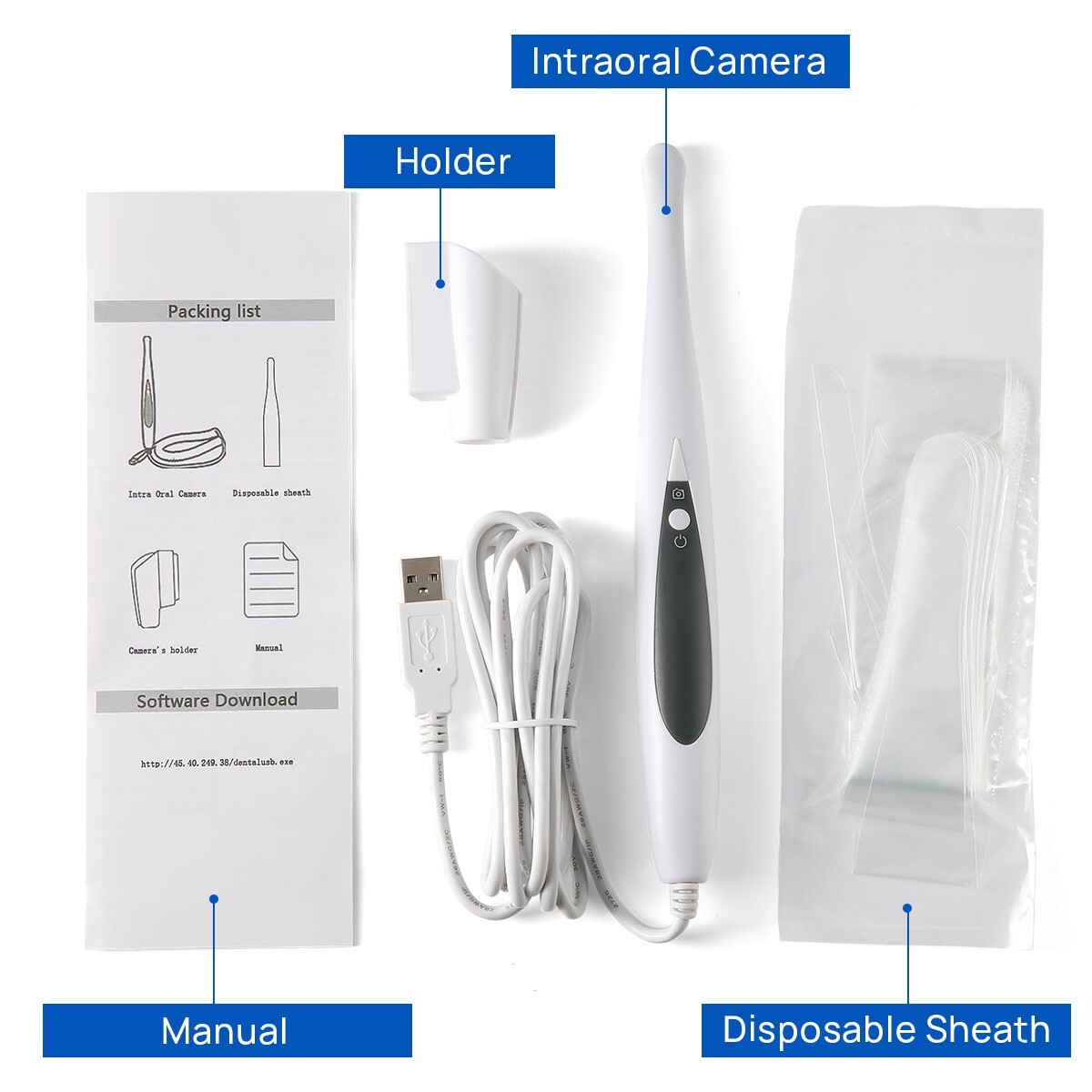 AZDENT Dental Intra Oral Camera USB Digital Imaging Intraoral Endoscope 6 LED