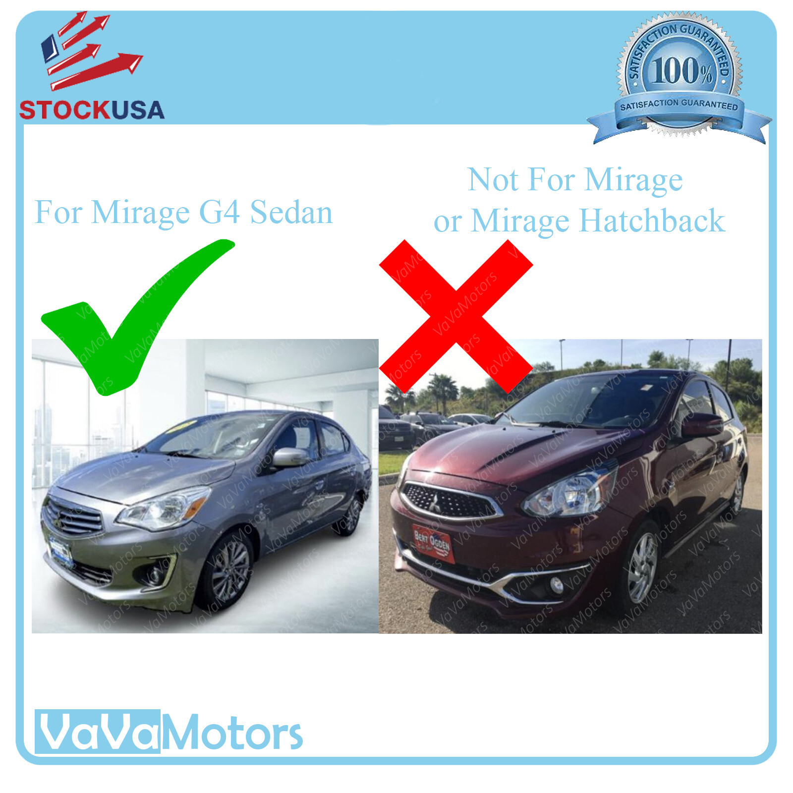 Fits 2017 2018 2019 2020 Mitsubishi Mirage G4 Headlight Assembly Left Right Pair