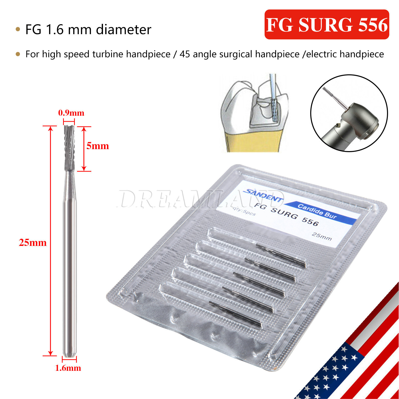 Dental Surgical Bur Long 557L 558 556 Carbide Burr 25mm High Speed