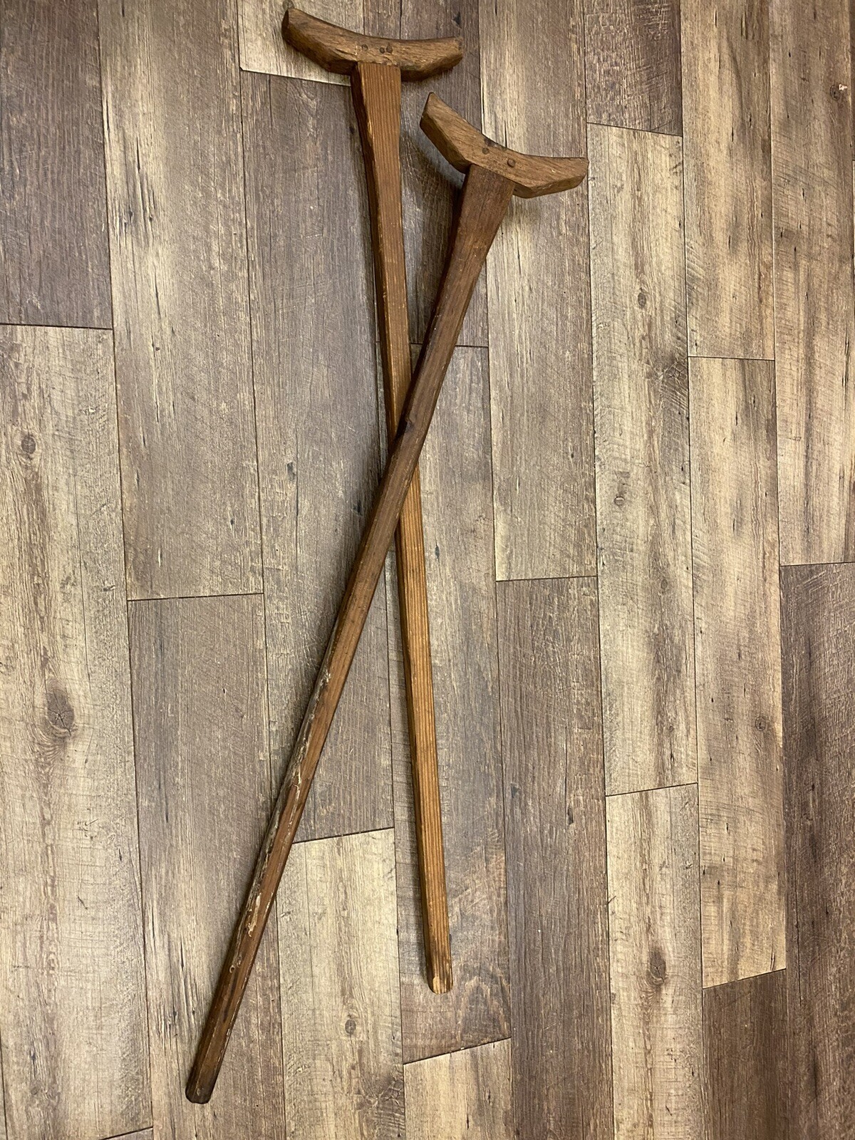 2Pair Antique 1800’s Wooden Handcrafted Medical Crutches Civil War Era Tiny Tim