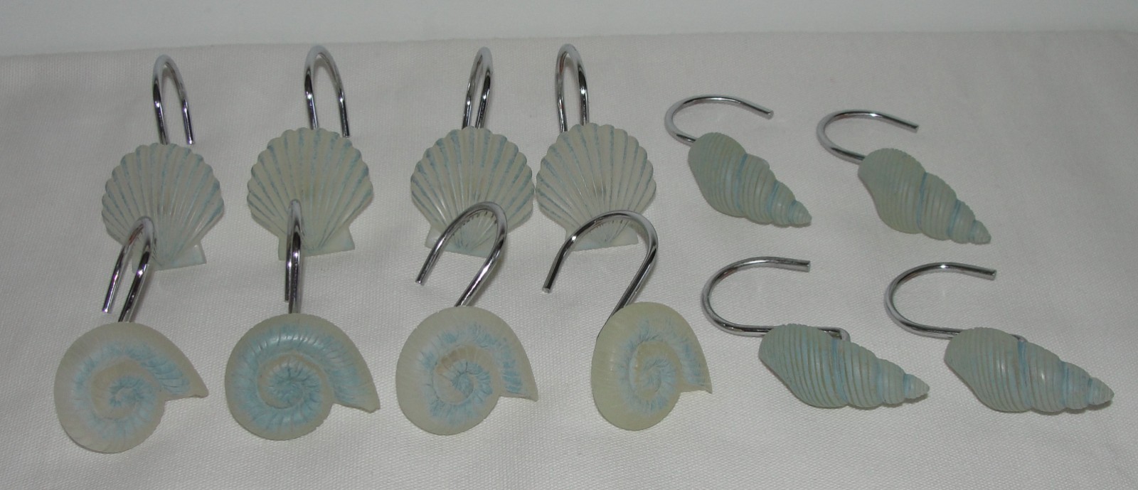 Seashell Shower Curtain Hooks Nautical Beach Ocean Shells Set of 12 Pre-owned*
