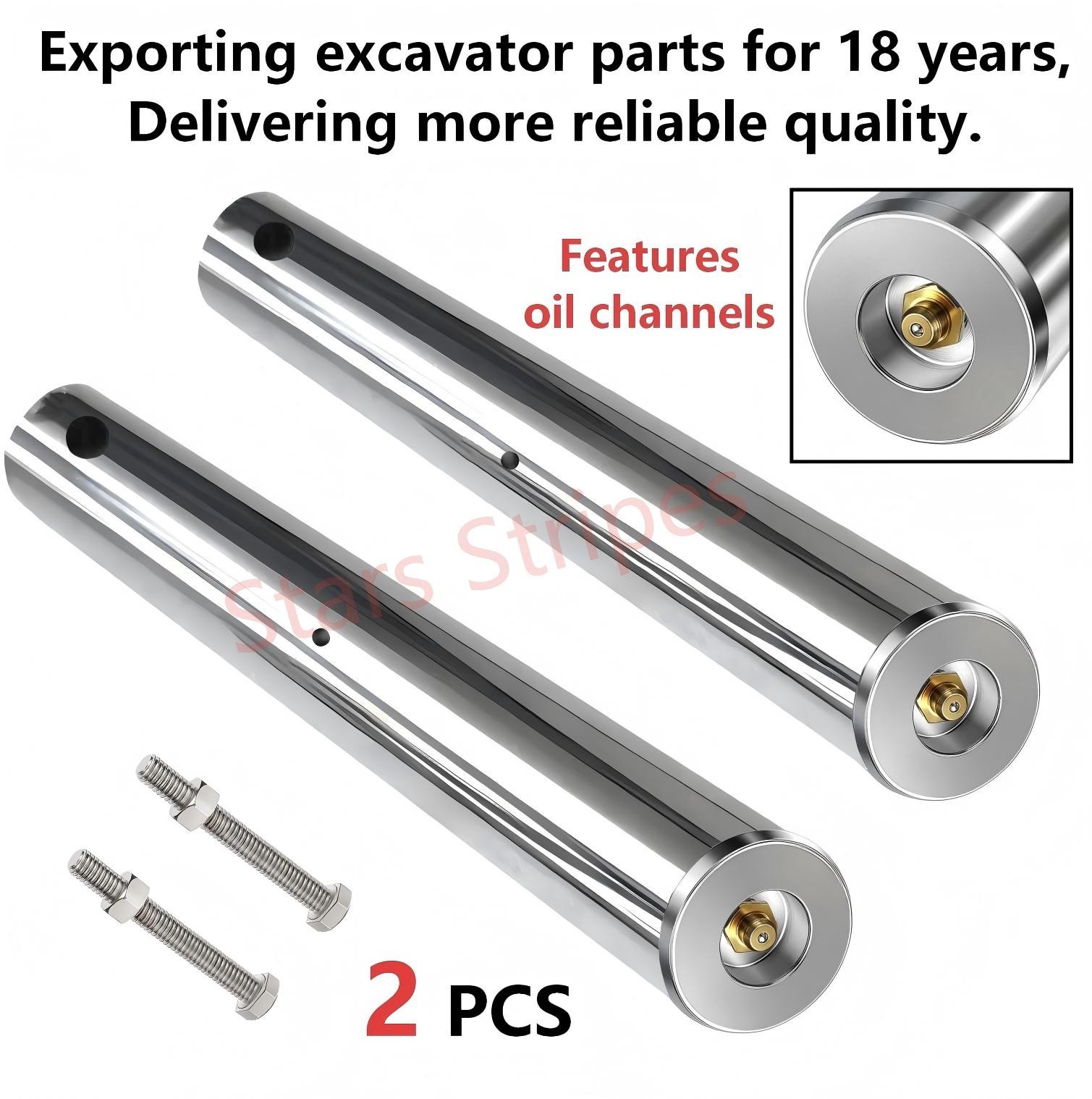 2PaiNew upgraded Excavator Universal Bucket Pin 45mm X 330mm， With grease nipple