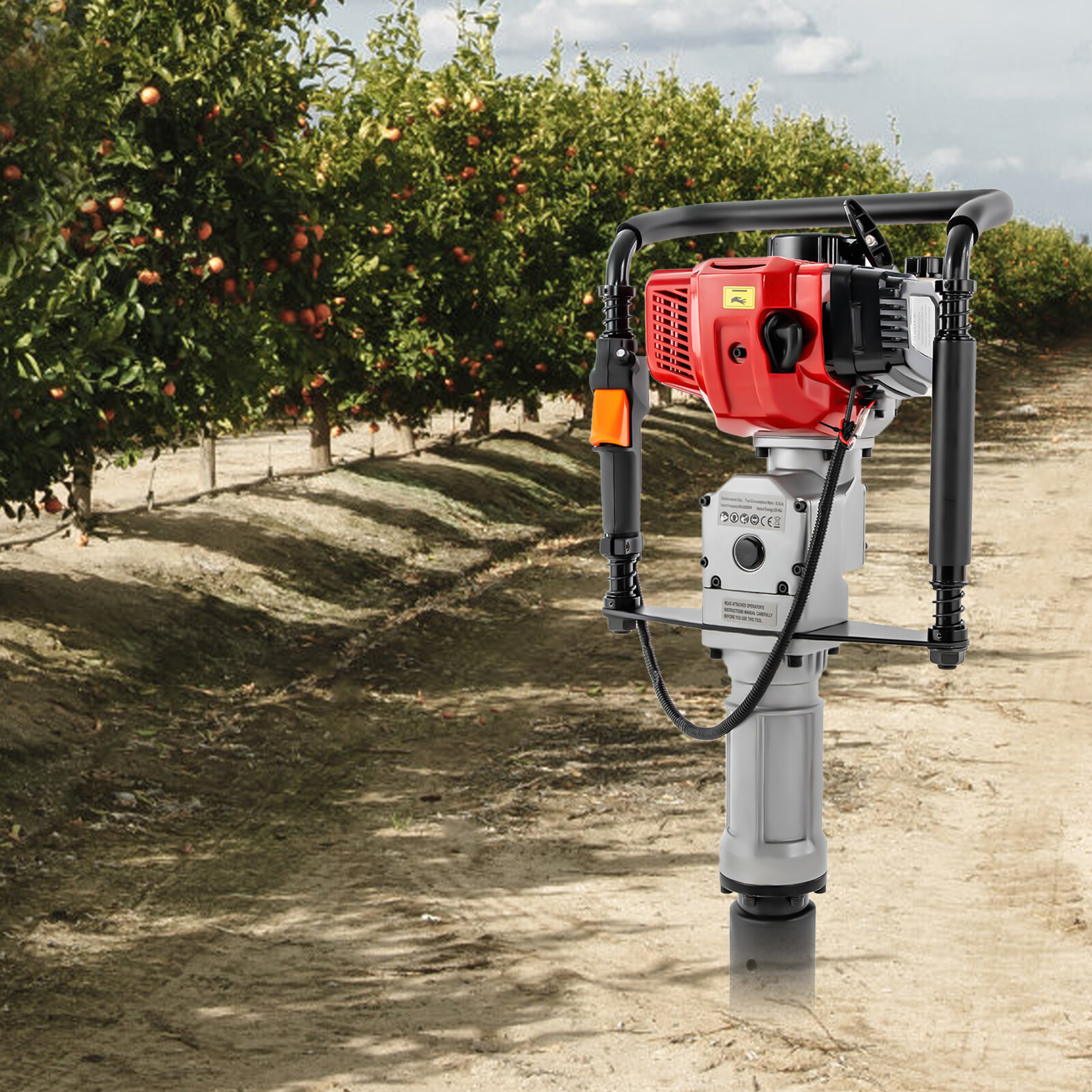 Gas Powered T-Post Driver 2-Stroke Gasoline Engine Fence Farm Push Pile Digger