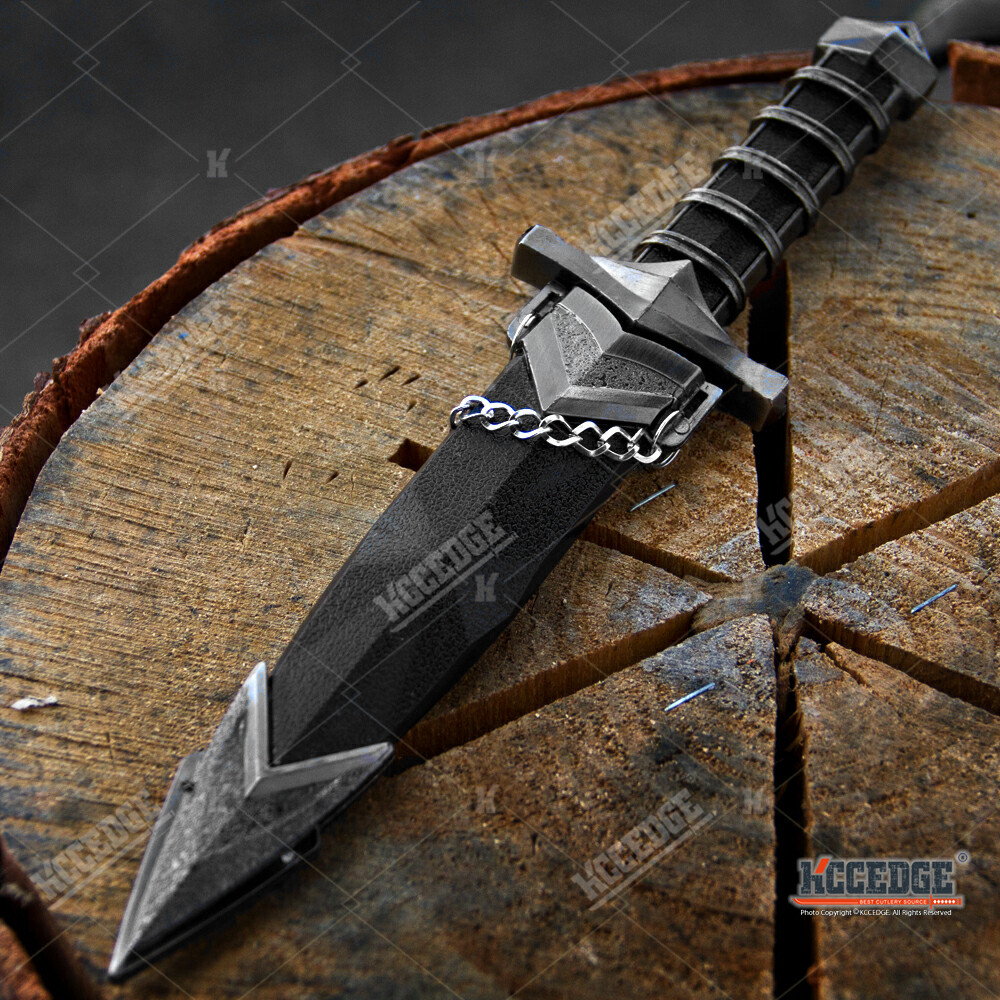 11.5" STAINLESS STEEL DARK ASSASSIN MEDIEVAL DAGGER w/ SHEATH CHAIN REPLICA