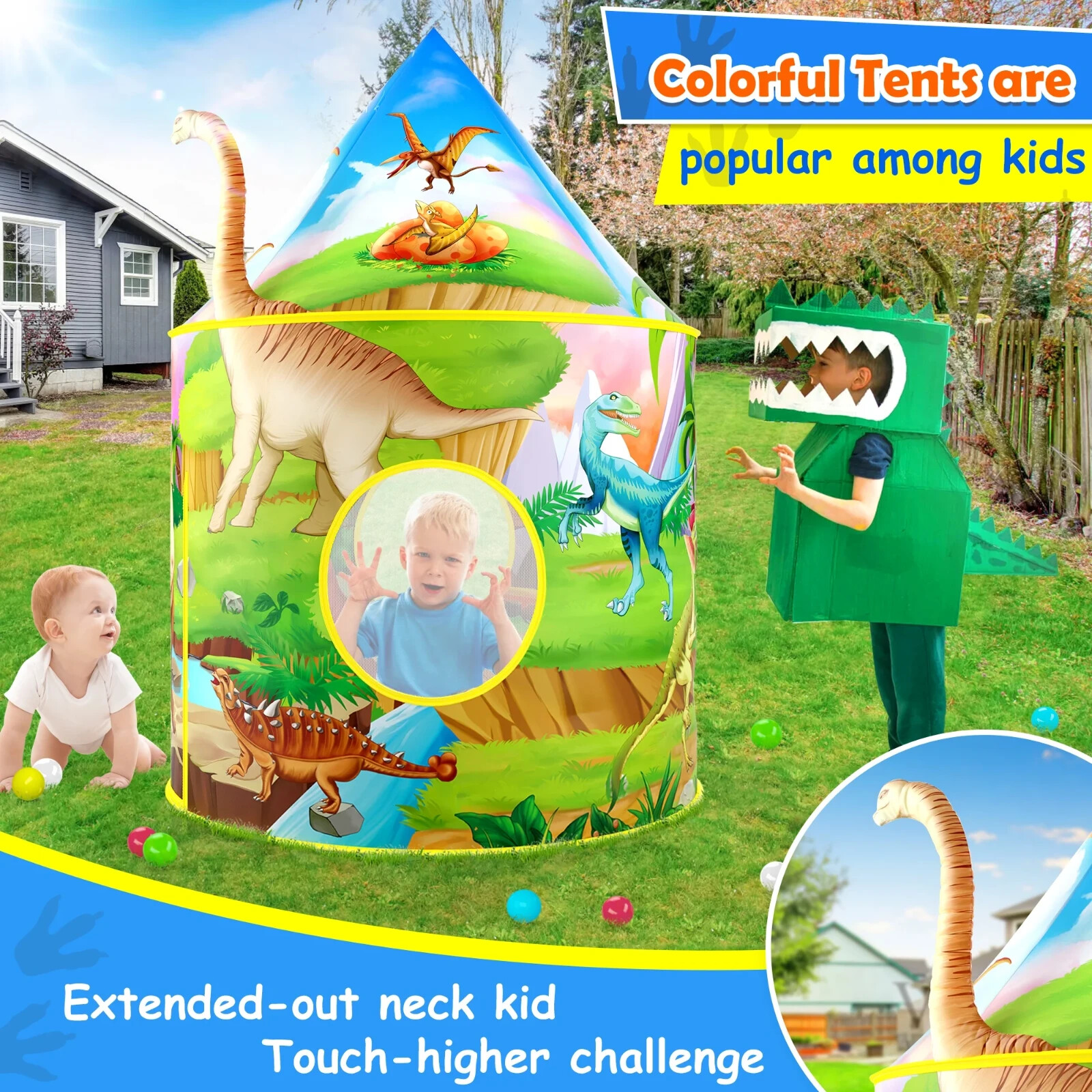 Dinosaur Park Play Tent Foldable Playhouse Kids Indoor Outdoor Imaginative Games