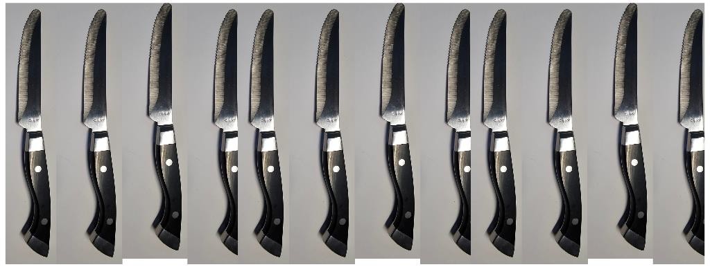 Lot of 12 Steak Knives Black Longhorn Pom Handle 10.25" Clipper 12013CGD H/D