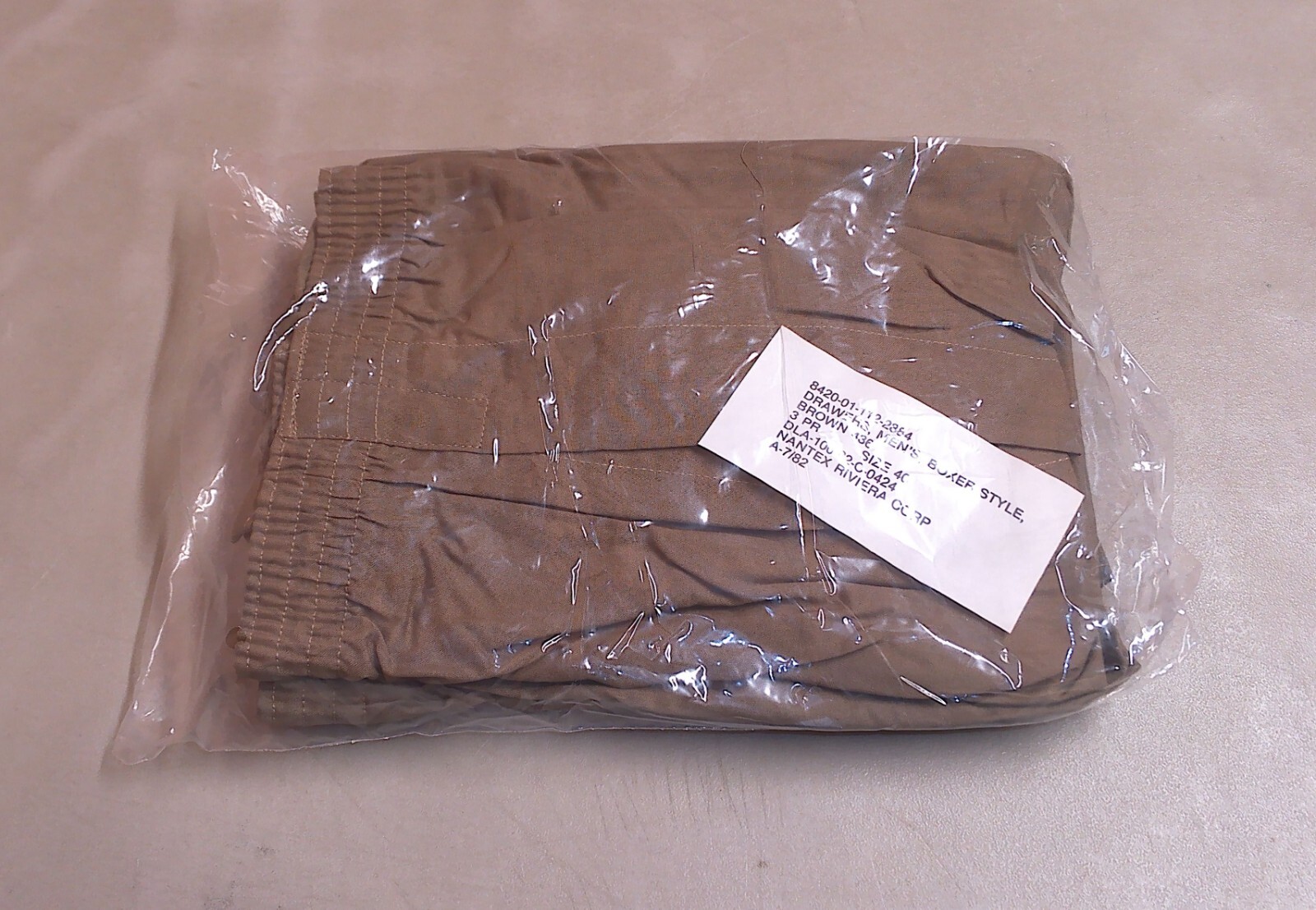 3 Pack of Vintage 80s Era USGI Brown Cotton Boxer Briefs Drawers Size 40 X-Large