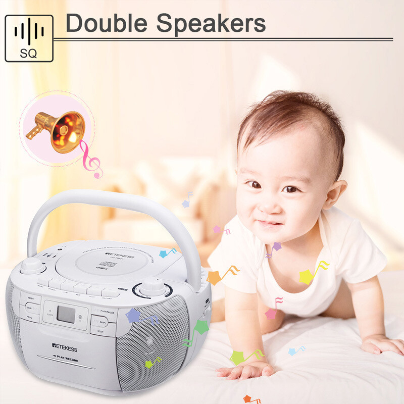 TR621 Portable AM/FM Radio CD/Cassette Tape Player Combo Record Boombox Speaker