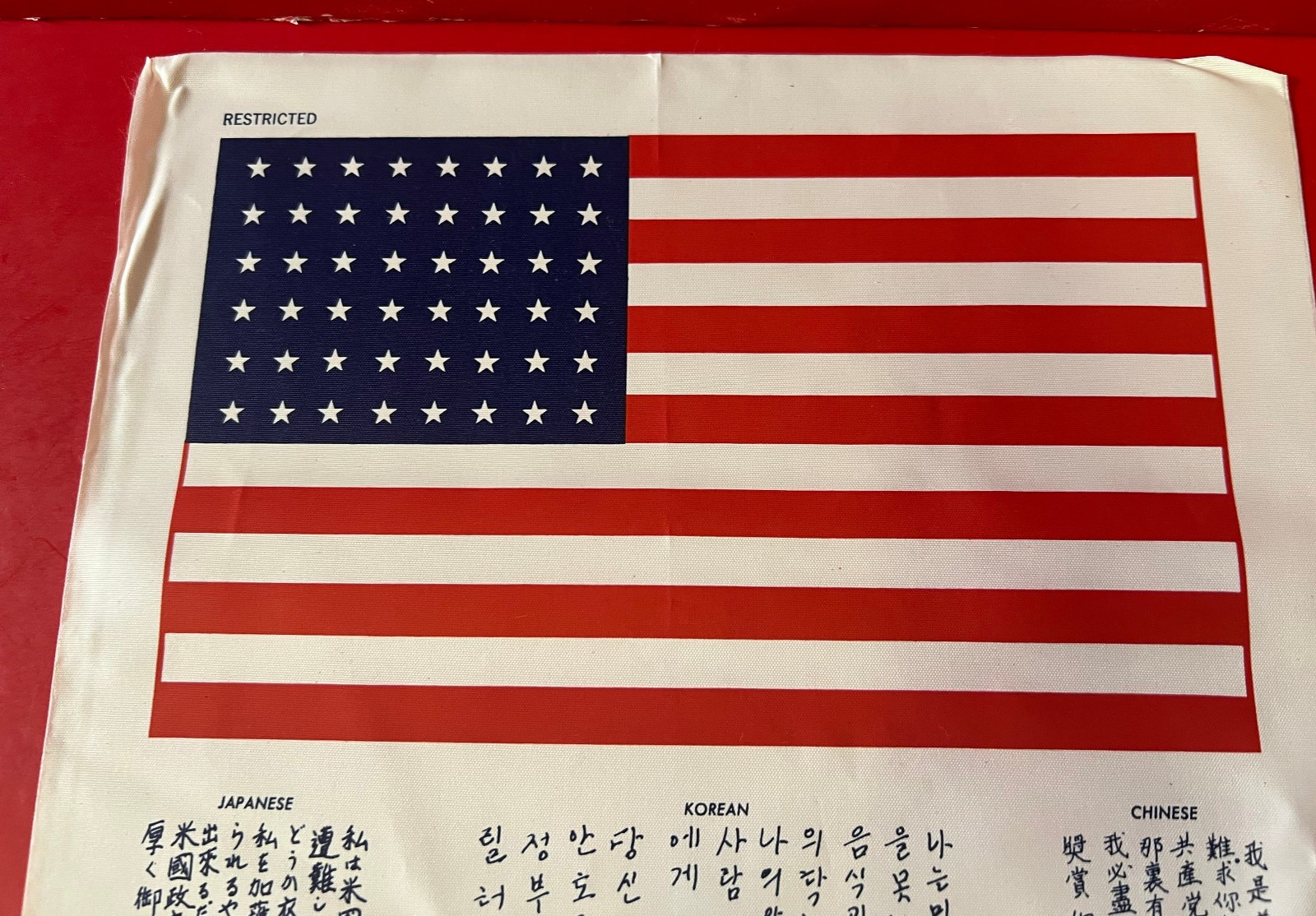 USAF/ USN SURVIVAL BLOOD CHIT FAR EAST XM-51-2- 10 LANGUAGE
