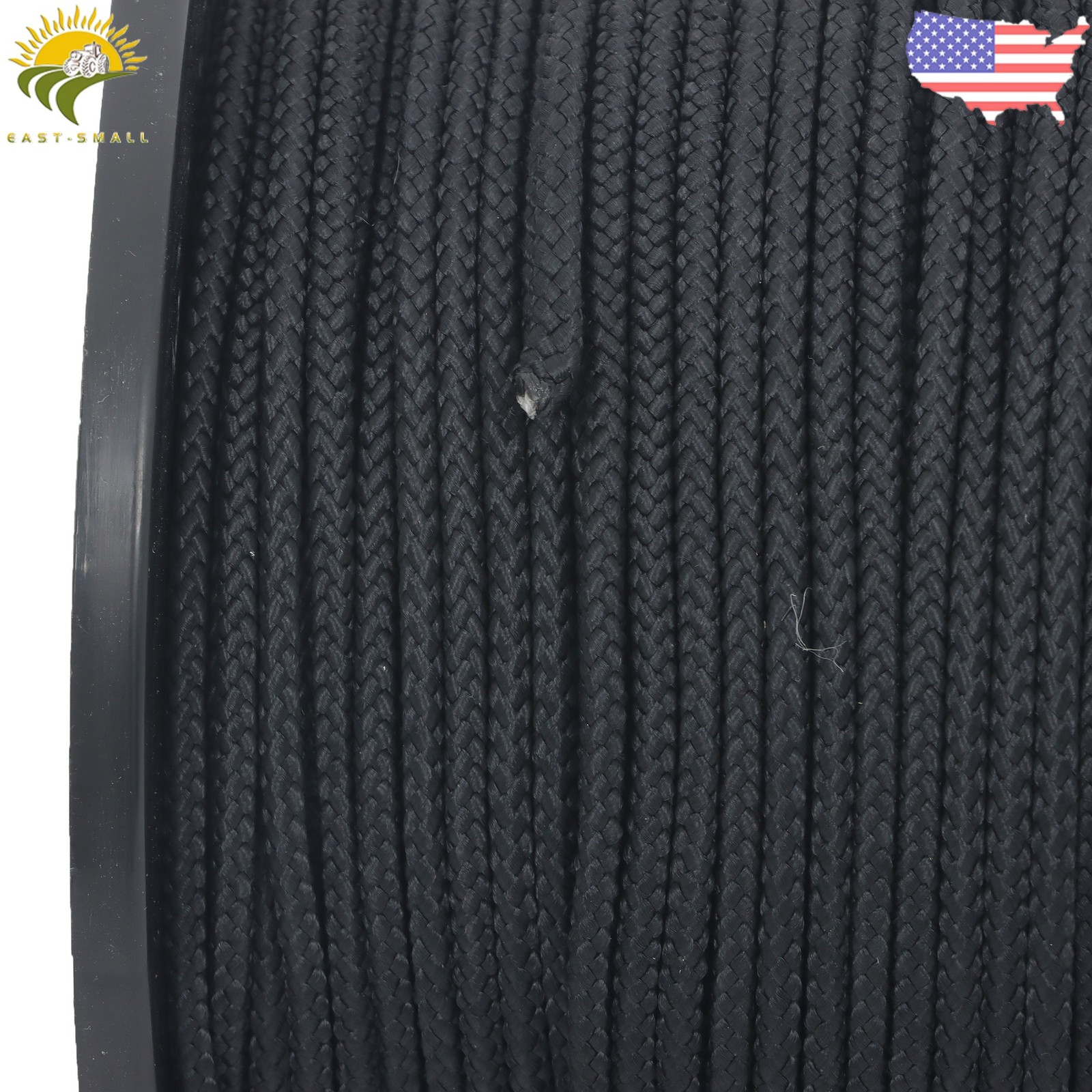 3/16" Black Dacron Polypropylene Rope 500 Ft Spool High UV & Abrasion Resistance