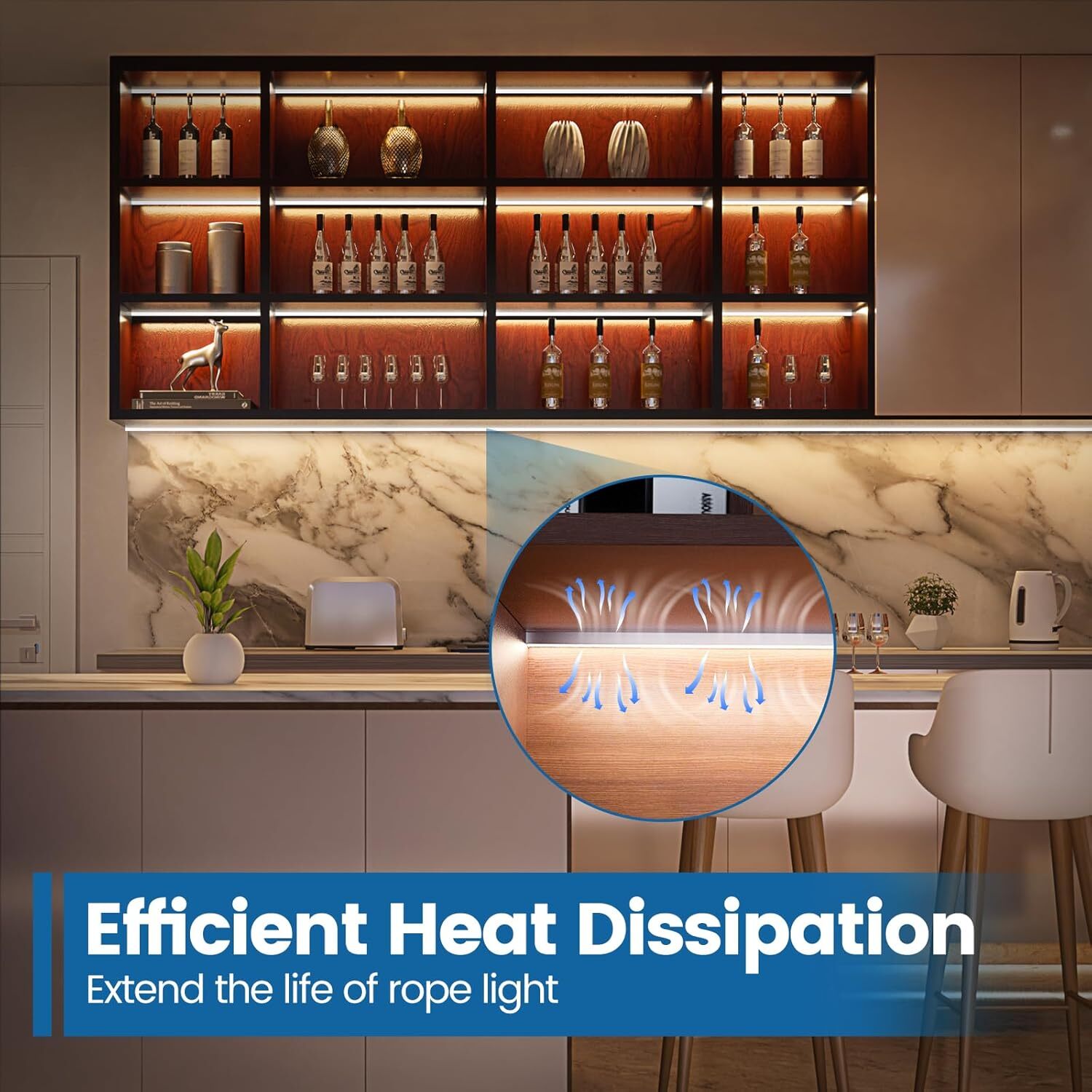 1m-2.5m Aluminum Clip Light Channel Mounting Bracket for 8x16mm Rope Lights