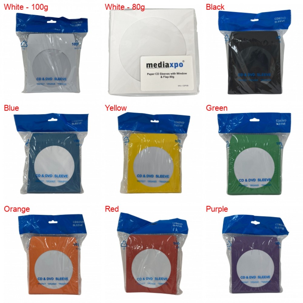 Paper CD/DVD Sleeves with Window & Flap Lot
