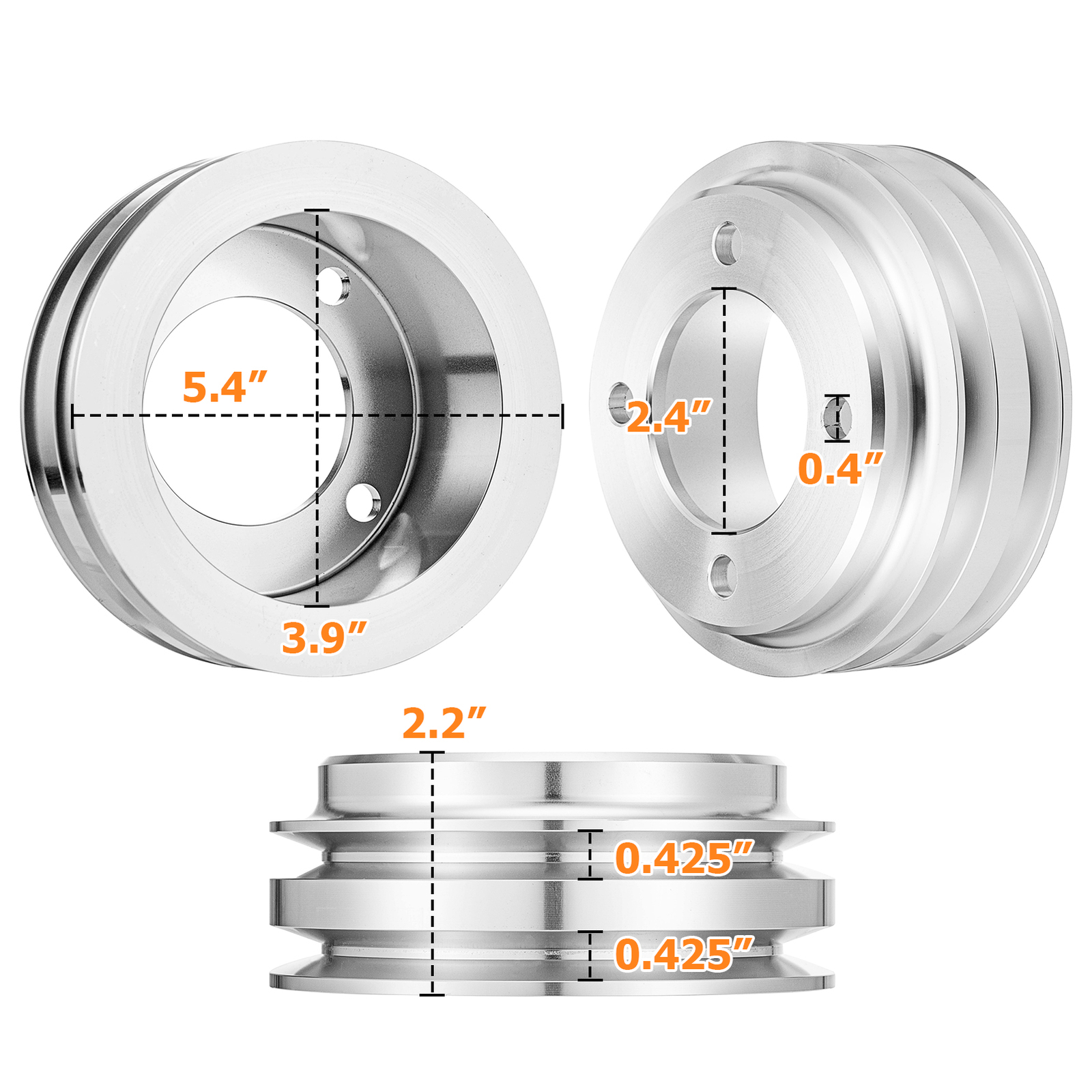 Crankshaft+Alternator+Water Pump V-Belt Pulley Kit For Small Block Ford 302 351C