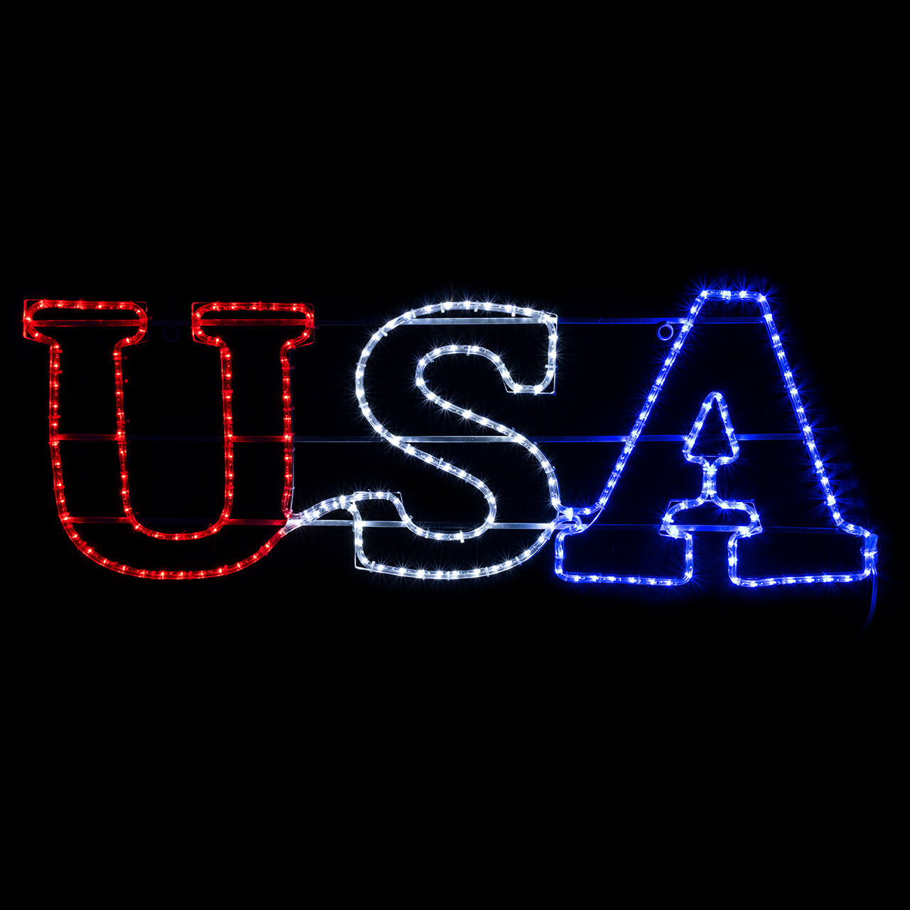 LED Rope Light Patriotic USA Decoration - Lighted Sign - Red, White, and Blue