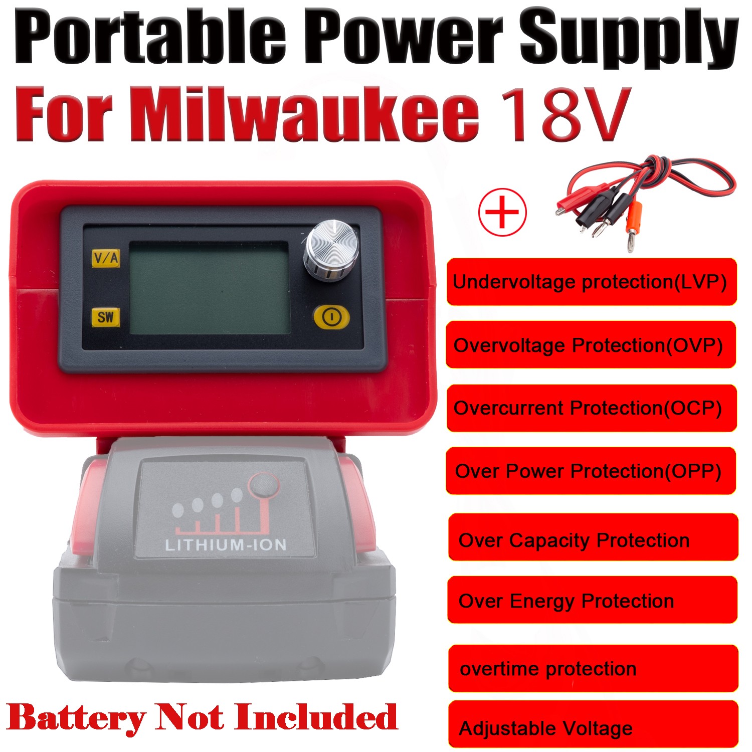 For Milwaukee 18V Battery Adjustable Switching Power Supply 30V Digital Display