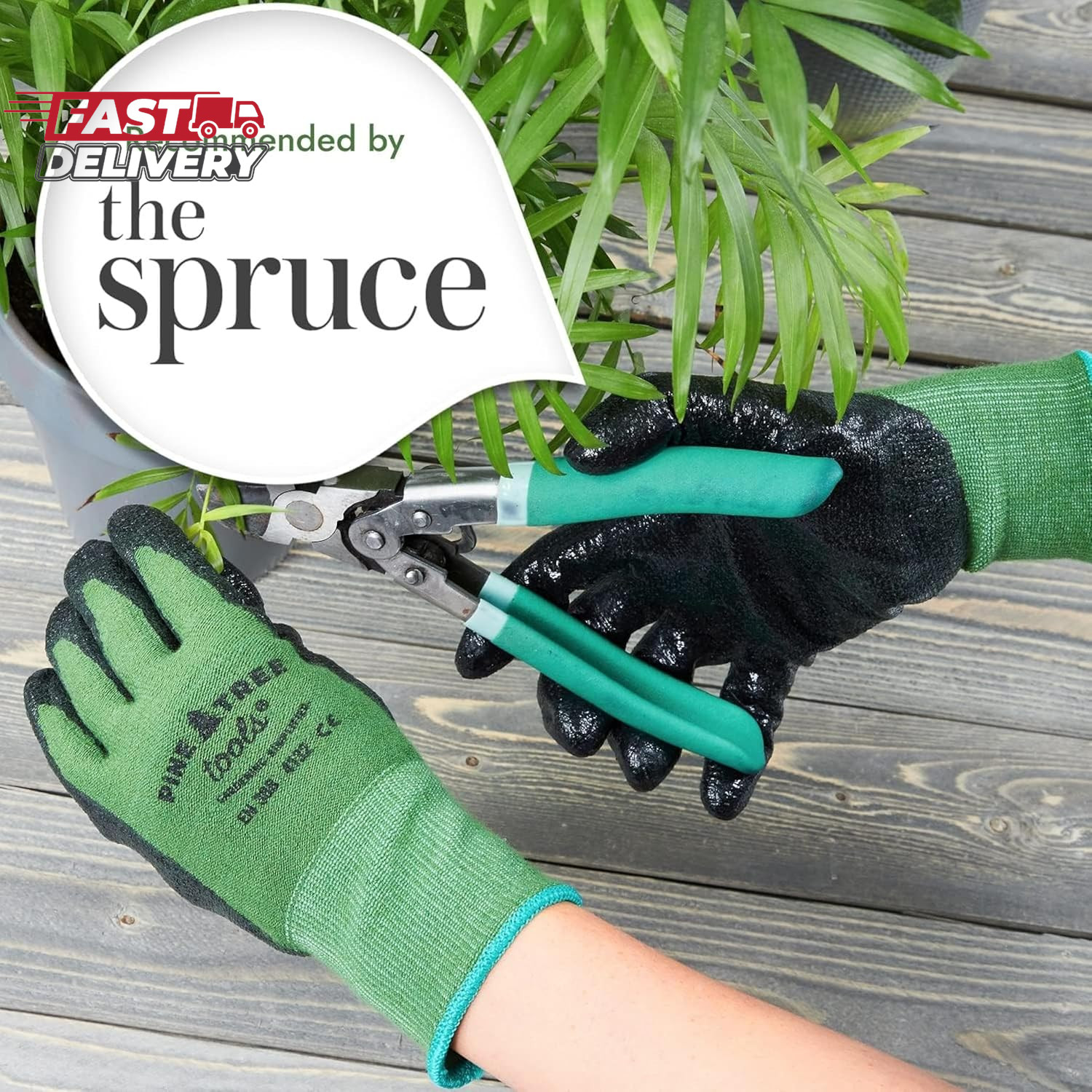 Pine Tree Tools Bamboo Gardening Gloves – Rubber Coated, Touchscreen Friendly, B