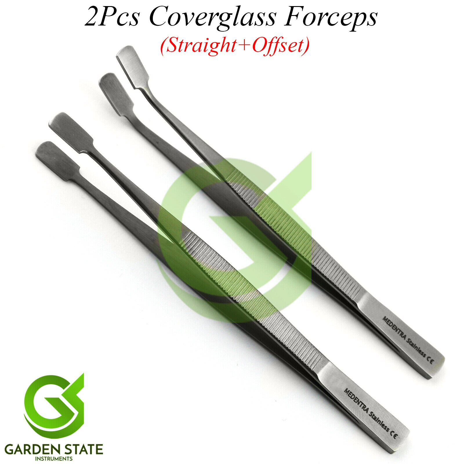 Microscope Glass Cover Forceps Slip Slide Handling Holder Straight-Offset 2Pcs