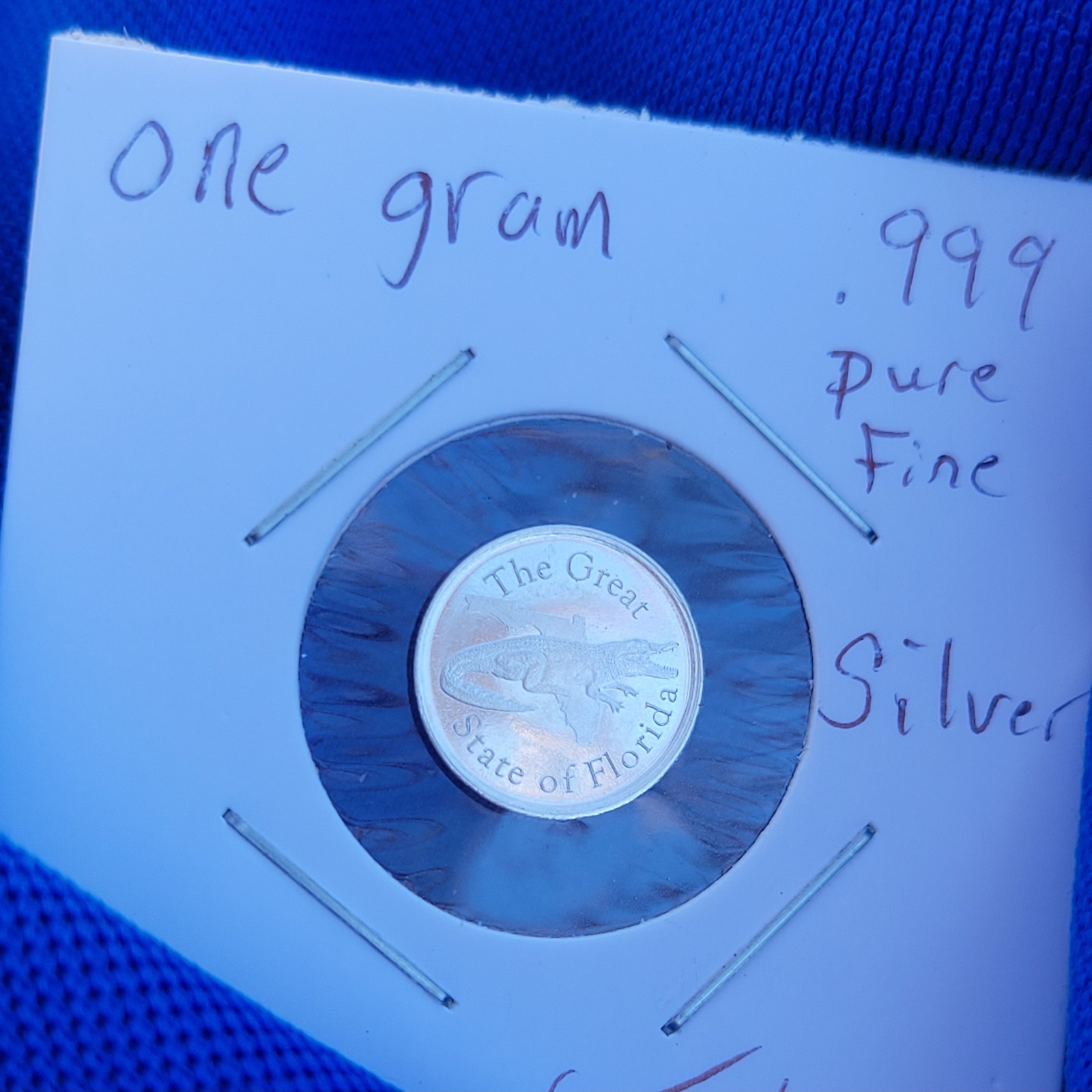 1 Gram .999 pure fine SILVER Art Bar ☆Florida☆ Gator