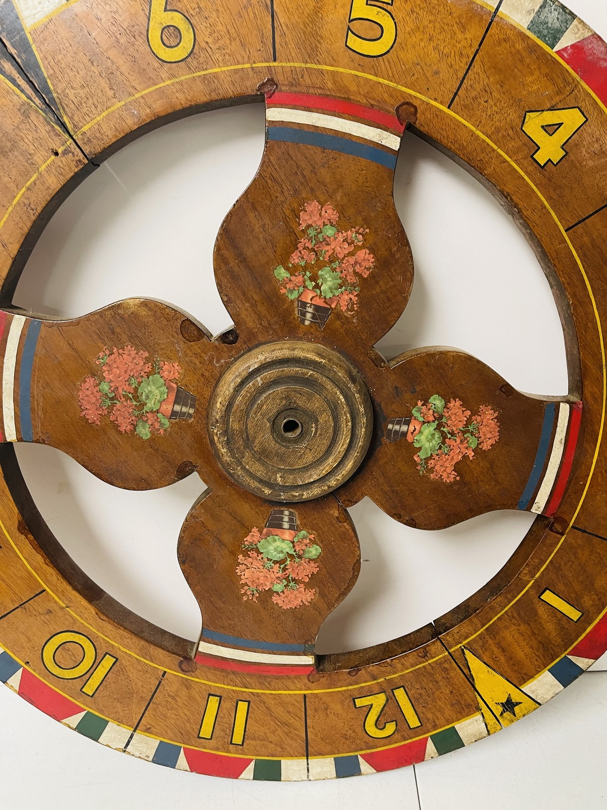 Vintage 27.5" Double Sided Wooden Carnival Spinning Gambling Game Wheel