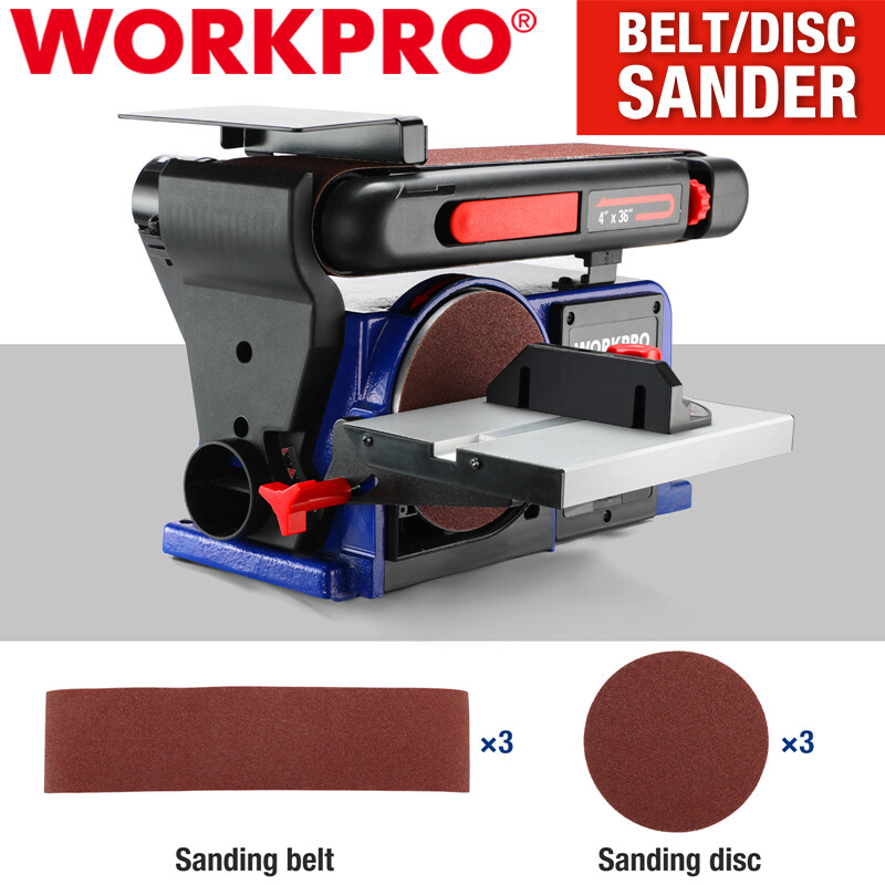 WORKPRO 6 in. Disc Sander & 4 in. x 36 in. Belt Belt Disc Sander w/6pc Sandpaper