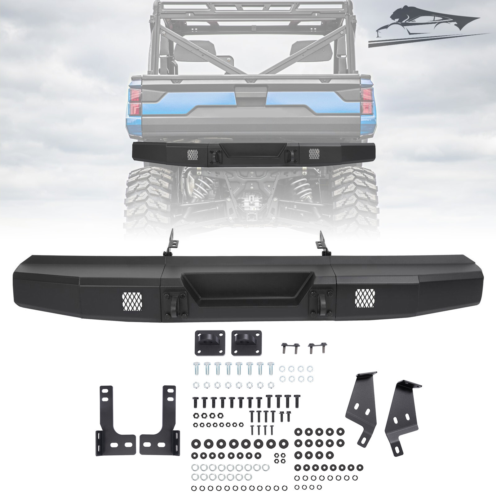 Steel Rear Bumper Powder Coated For Polaris Ranger 1000 /XP 1000 2018-2025 UTV