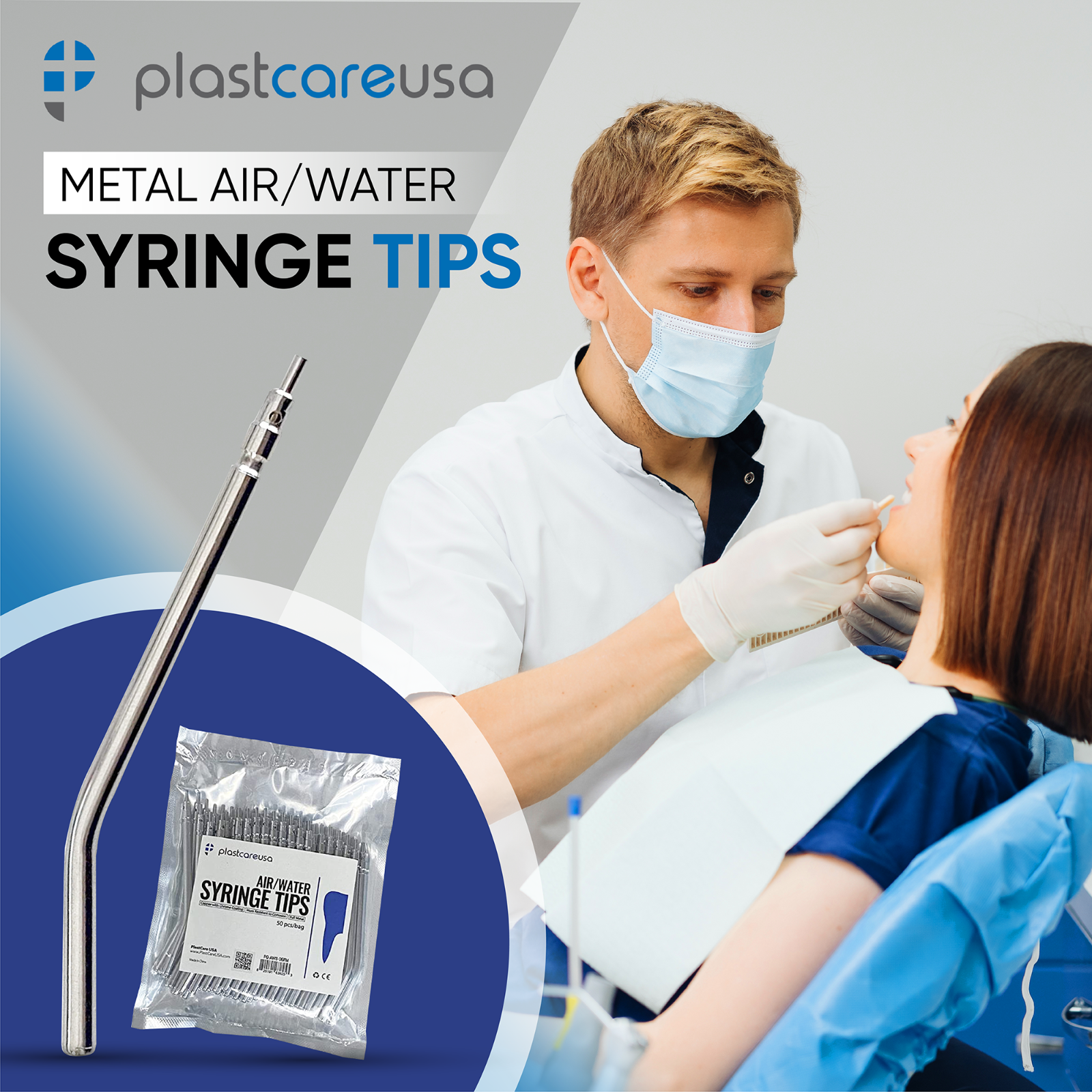 Metal Dental Air Water Syringe Nozzles 3 Way Autoclavable Reusable