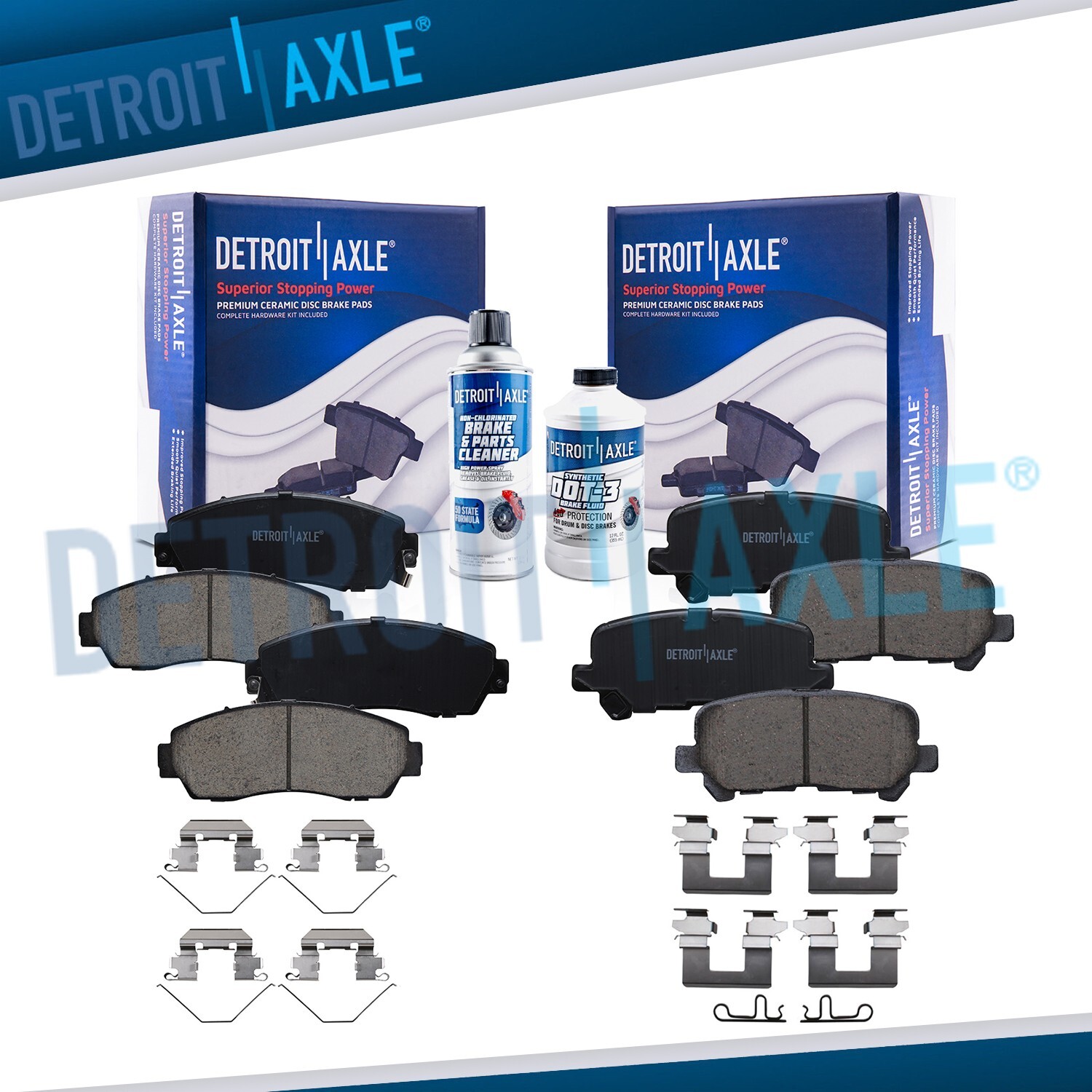 Front and Rear Ceramic Brake Pads with Hardware for 2011 - 2017 Honda Odyssey