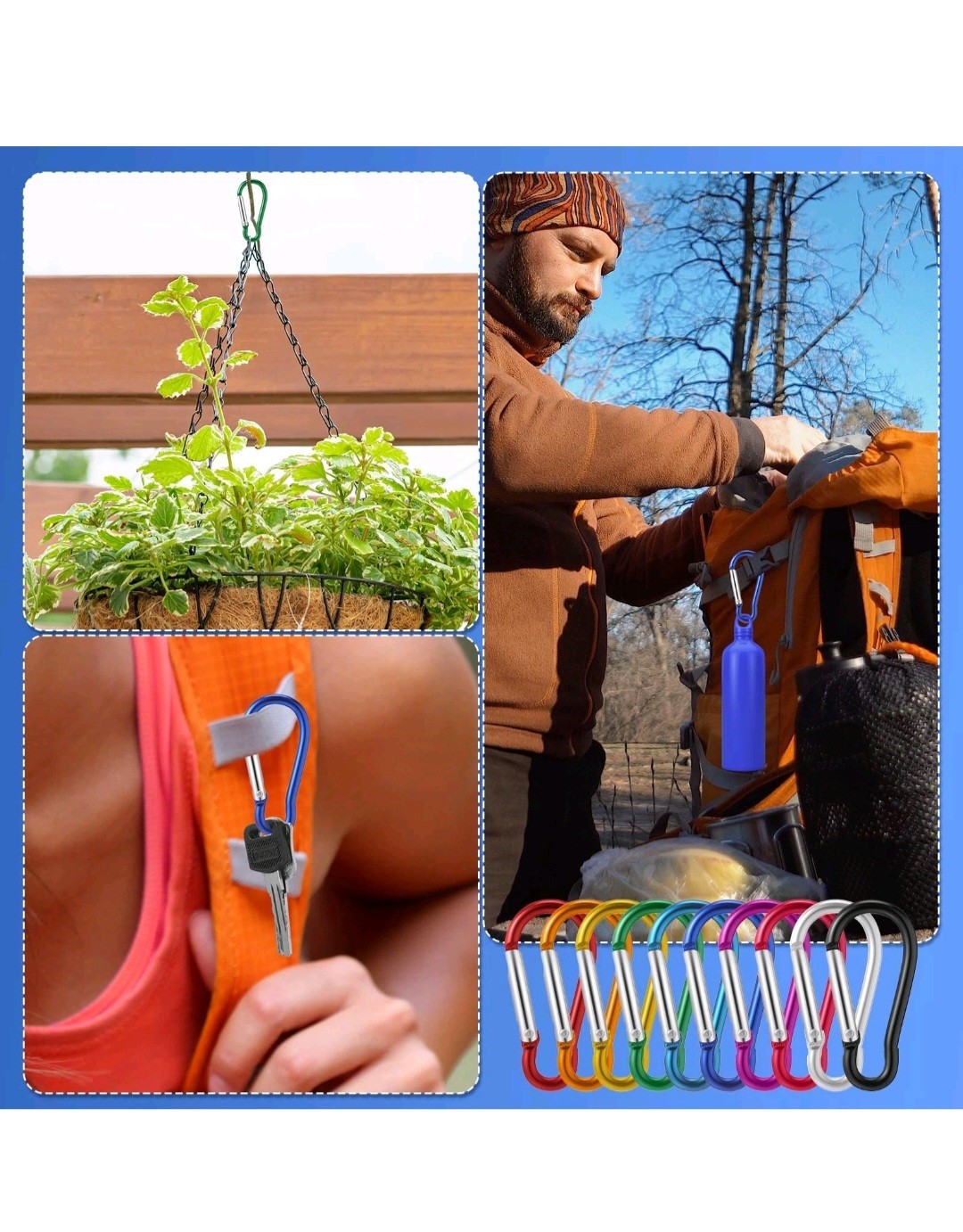 30 Pcs 2" Carabiner Bulk Spring Snap Hooks Bulk Aluminum Alloy Clip Multi Color.