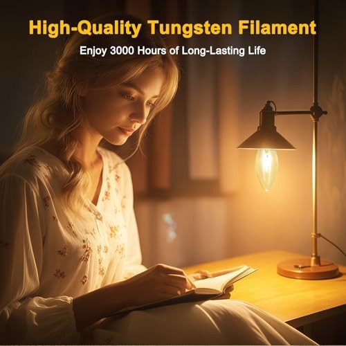 Incandescent Torpedo Tip Chandelier Bulbs - 25W Equivalent Dimmable Candle