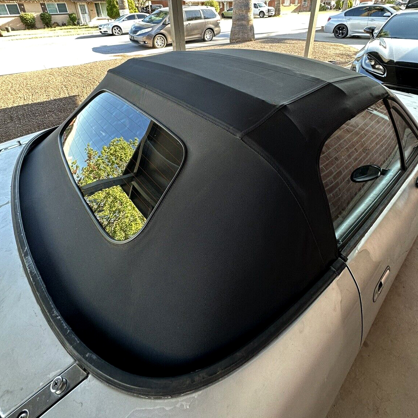 HECASA For 90-05 Mazda Miata Convertible Soft Top w/ Glass Window & Rain Rail