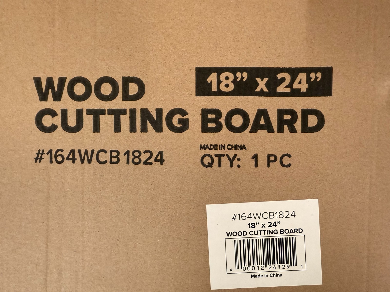 Winco Choice 18" x 24" x 1.75" Medium Tan Wooden Cutting Board /Prep # WCB-1824