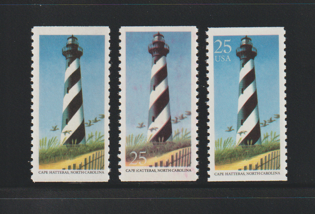 US ERROR Stamps 2471 North Carolina Lighthouse: Color omitted, shift & norm! MNH