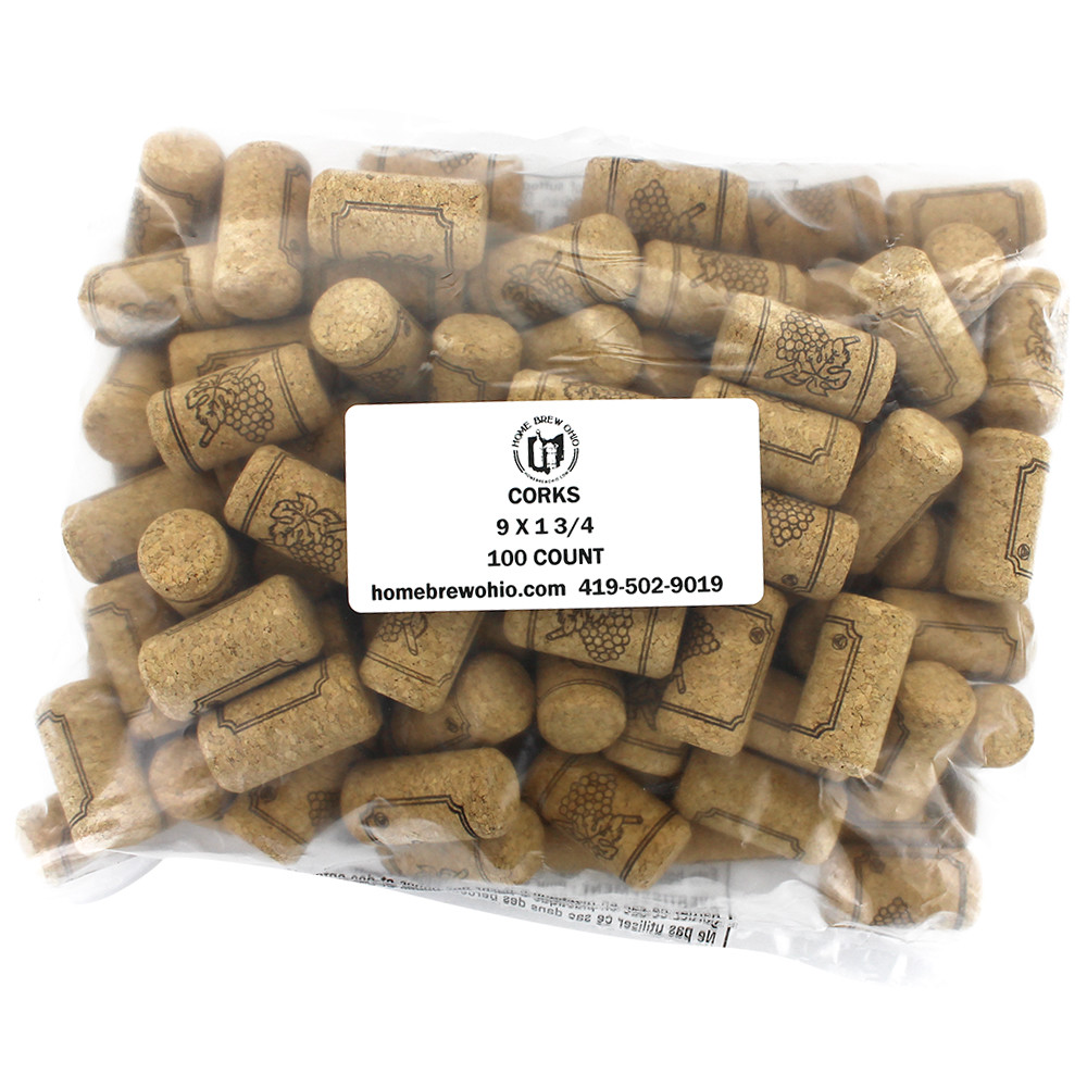 #9 Straight Corks 15/16" x 1 3/4". Bag of 100