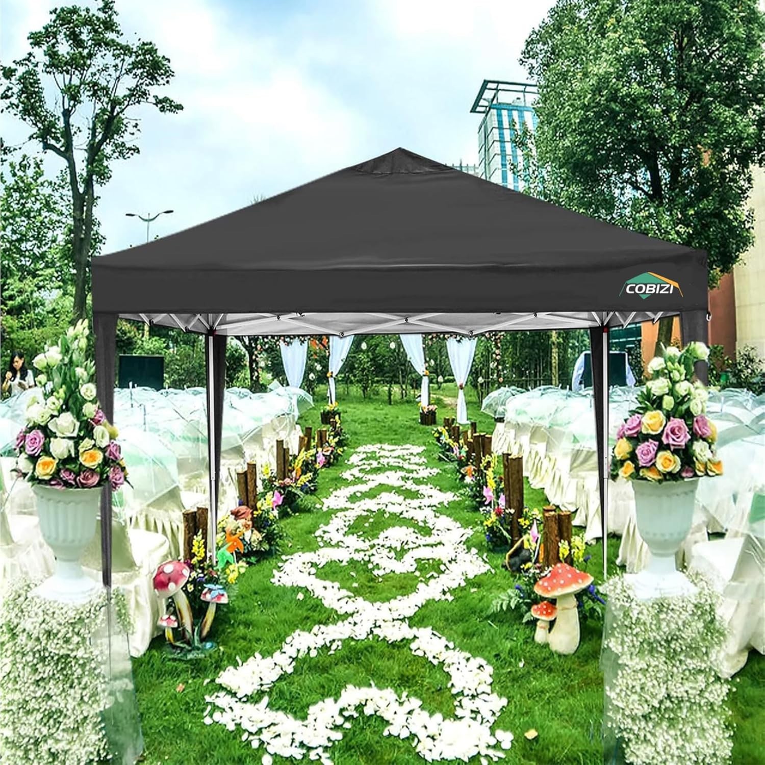 10x10FT EZ Pop Up Canopy Tent with 4 Removable Sidewalls Waterproof Commercial