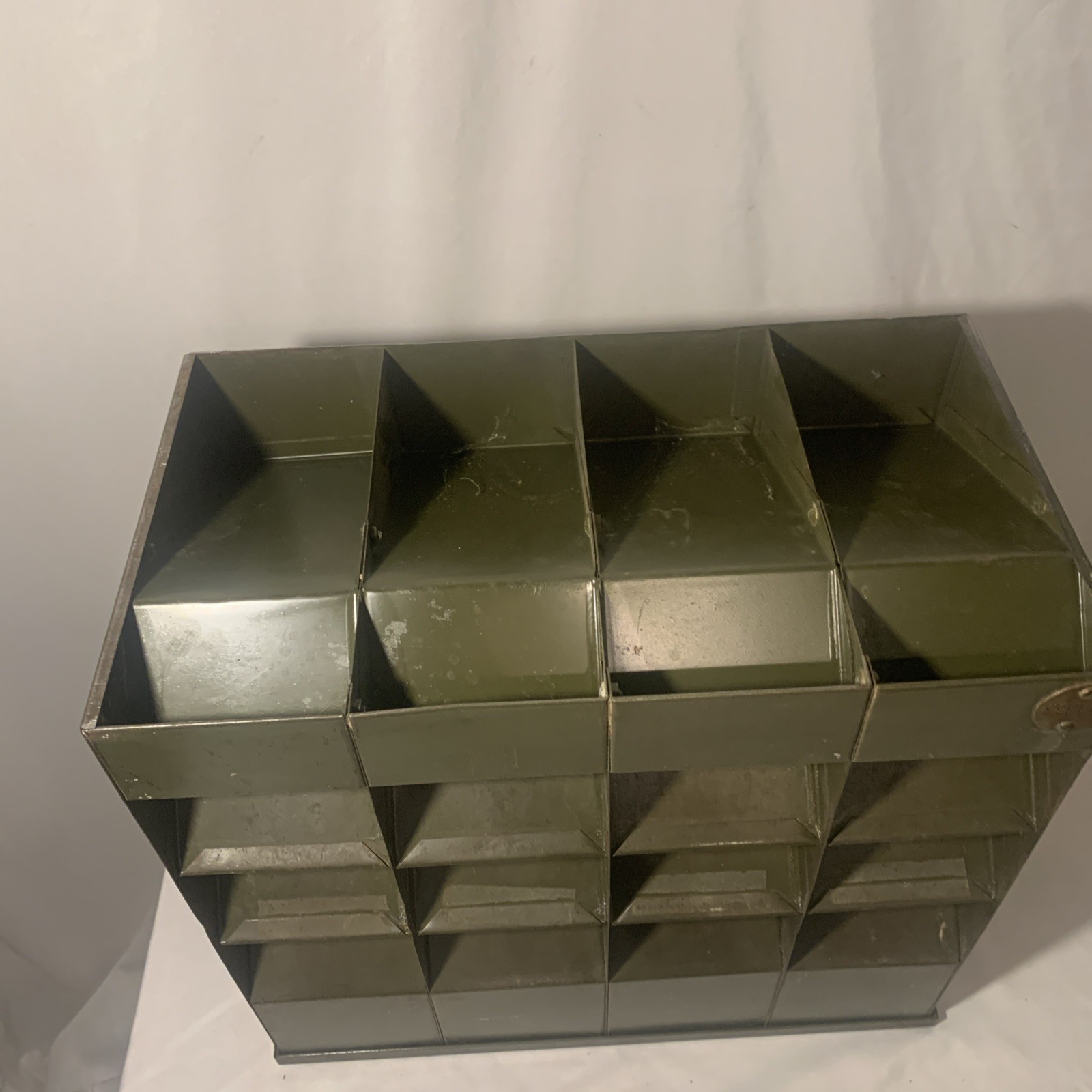 LYON Green Metal Steel Cabinet Parts Bin Tools Organizer Military