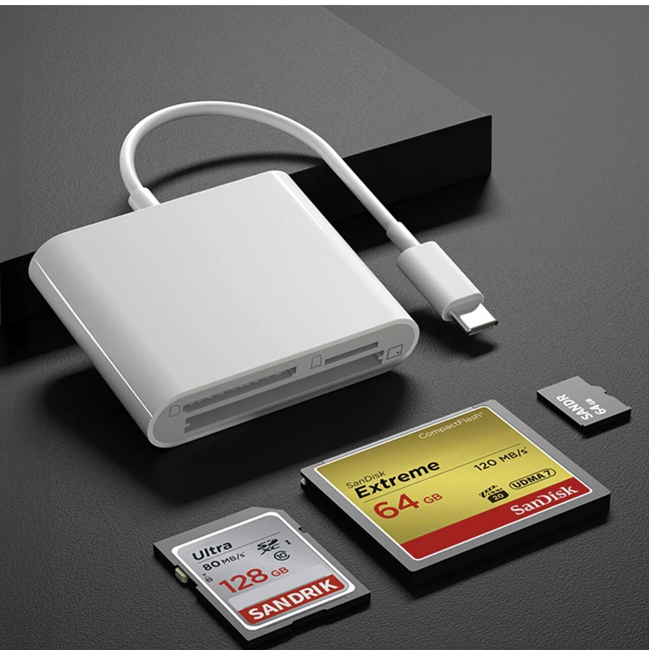 CF SD Card Reader USB Compact Flash Card Reader 3-Slot Memory Card - A0061